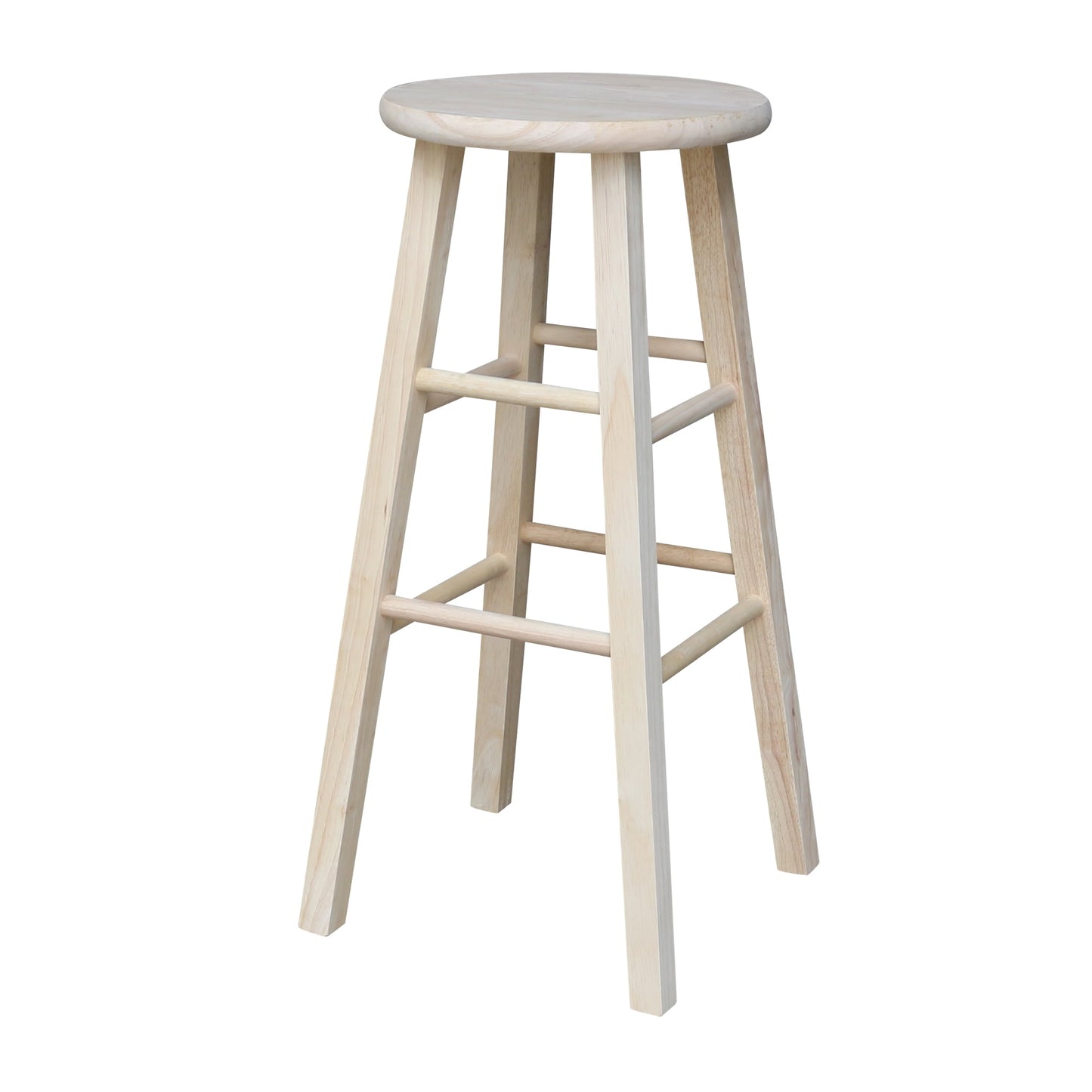 International Concepts 29-in Round Top Wood Bar Stool, Unfinished