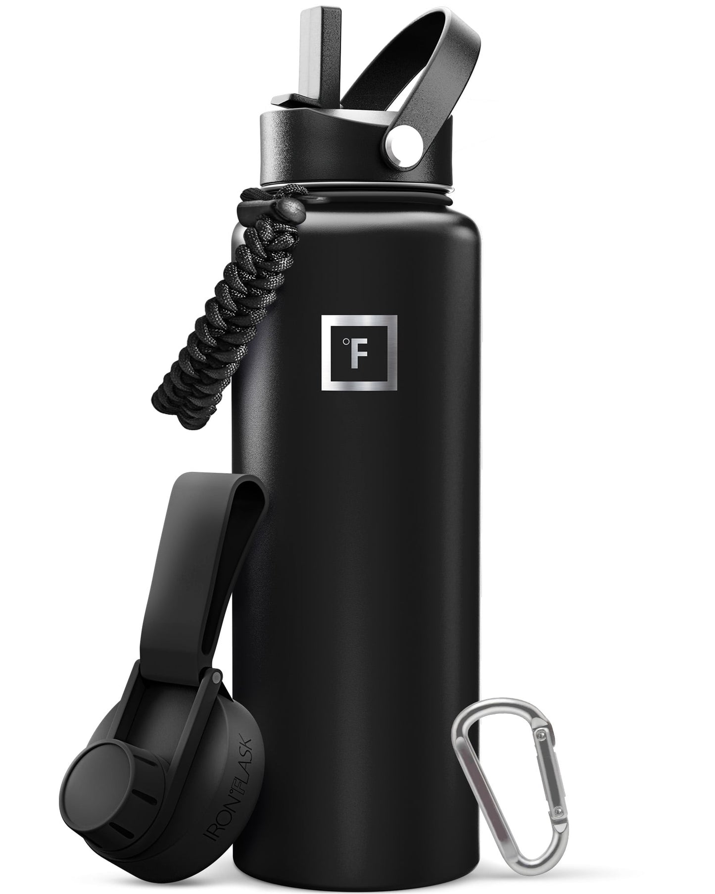 Iron Flask 40 oz Midnight Black Stainless Steel Water Bottle
