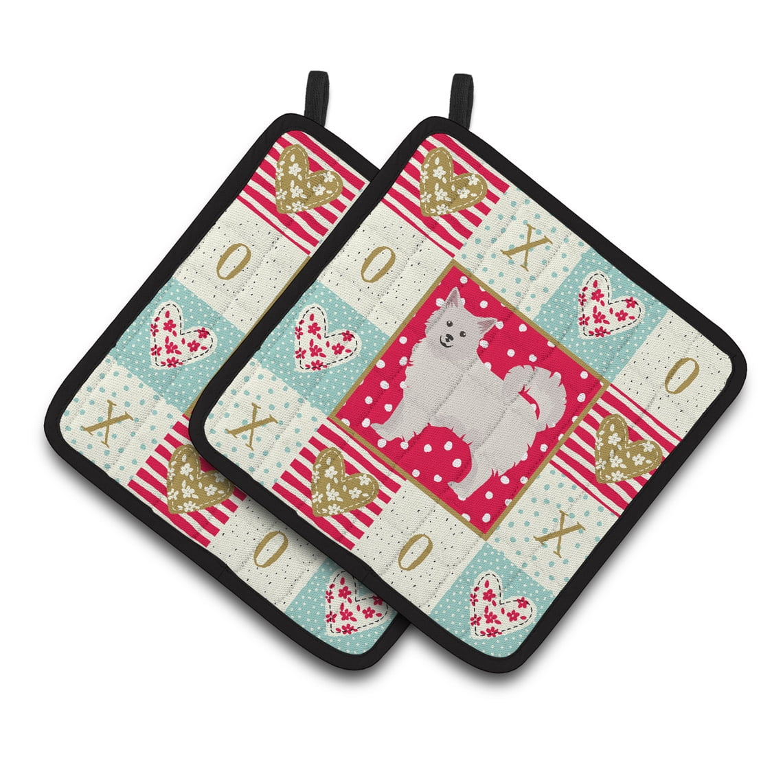 Italian Spitz Love Pair of Pot Holders