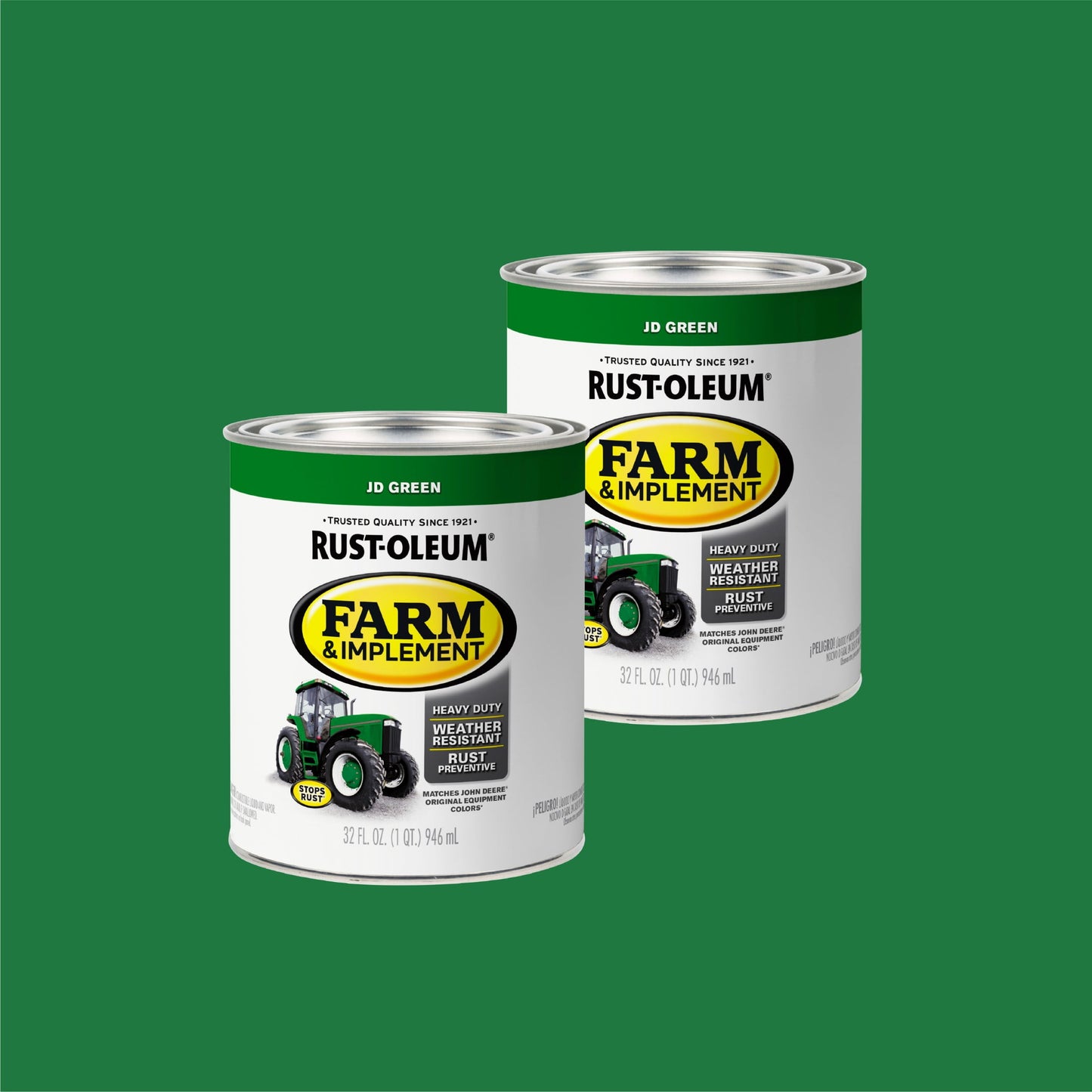 2 Pack, JD Green, Rust-Oleum Specialty Gloss Farm and Implement Paint-280108, 1 qt