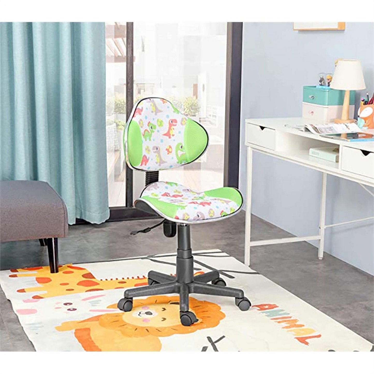 JJS Home Office Low Back Computer Executive Chair, Ergonomic Mesh Chair with Extra Large Base and Pads, GreenDinosaur
