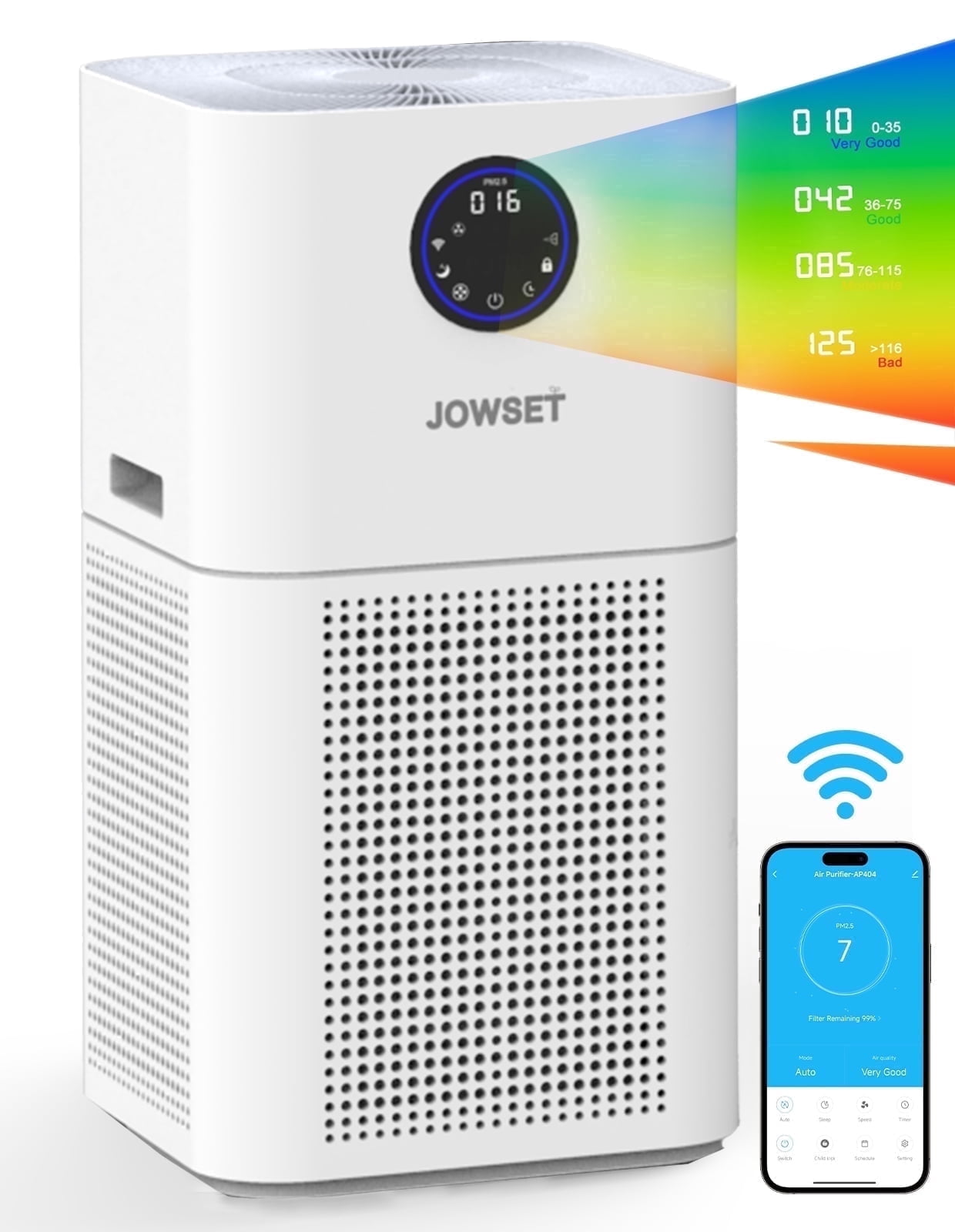 (Open Box) JOWSET Wi-Fi Air Purifiers for Home Large Room up to 4000 Sq.ft, HEPA Air Purifier for Dust, Wildfire Smoke, Pet Dander, Pollen