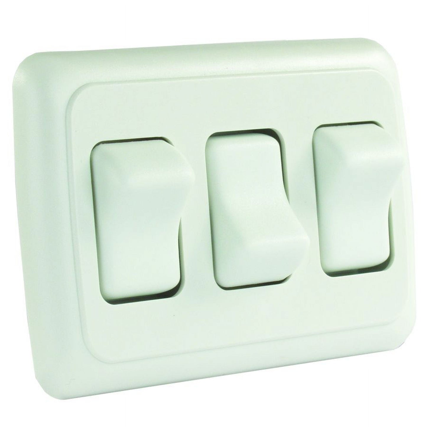 JR Products 12025 On/Off Switch with Bezel - Triple Switch, White