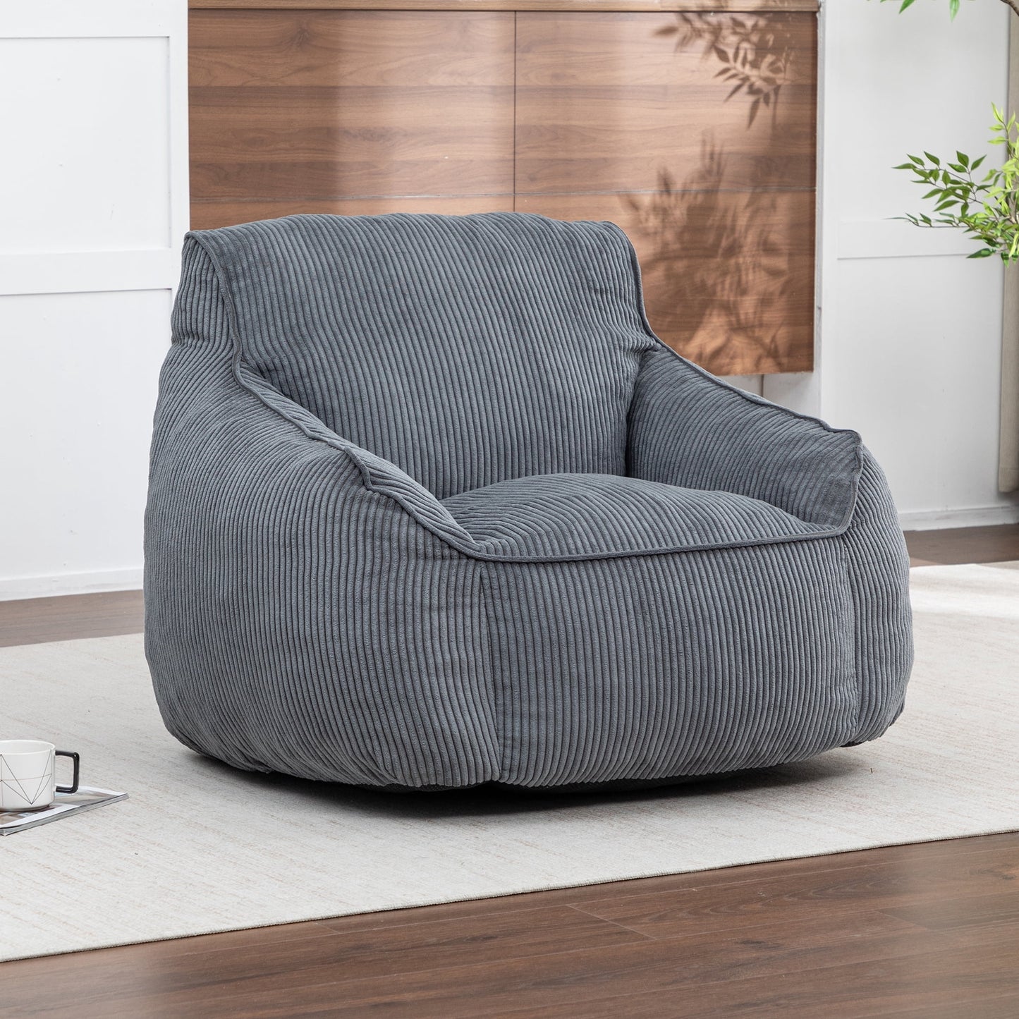 Jopath Giant Bean Bag Chair,Comfy Corduroy Large Bean Bag Chair Sofa with Armrests for Adults Teens,Lazy Sofa Couch Chairs with Filler Included for Bedroom Living Room,Dark Gray