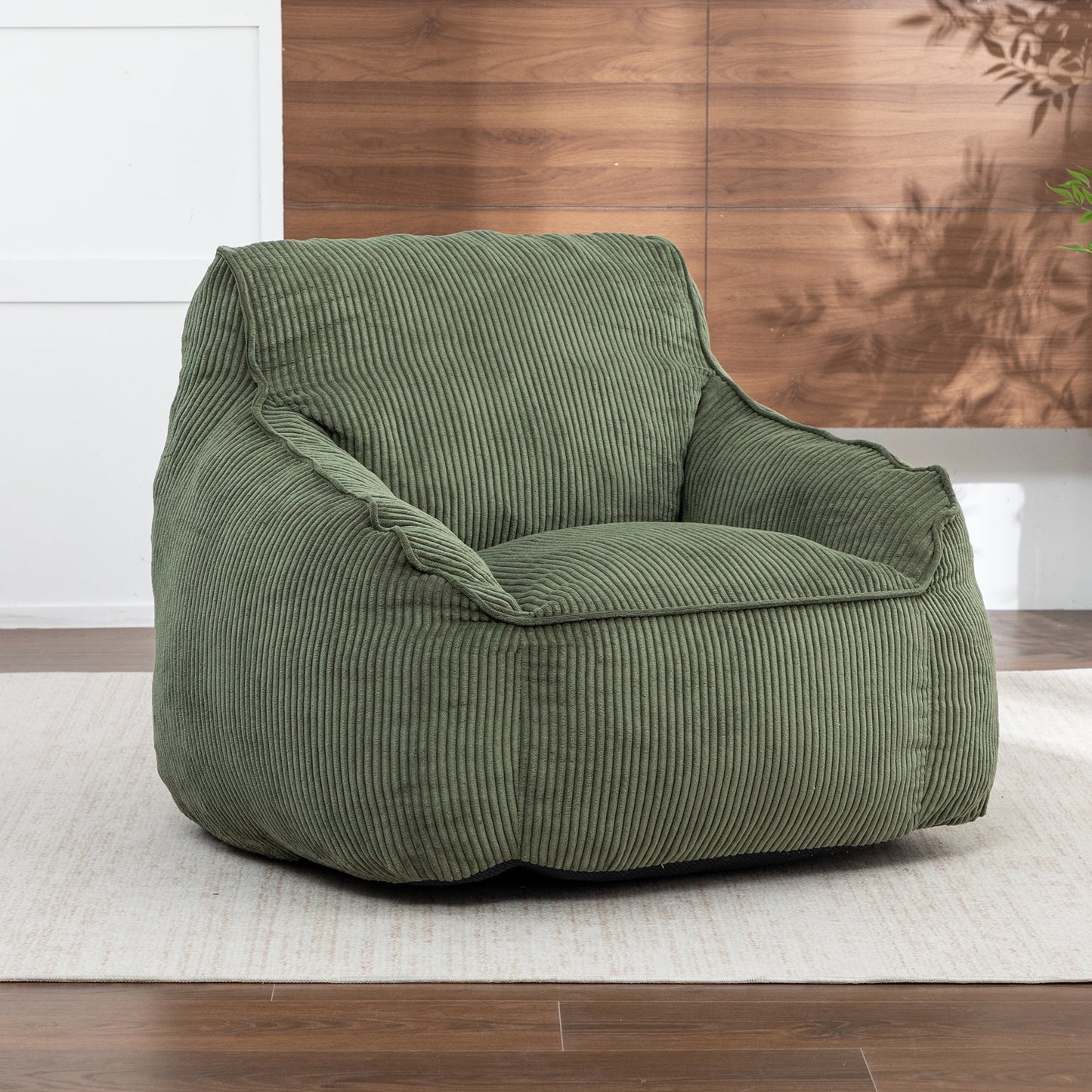 Jopath Giant Bean Bag Chair,Comfy Corduroy Large Bean Bag Chair Sofa with Armrests for Adults Teens,Lazy Sofa Couch Chairs with Filler Included for Bedroom Living Room,Green