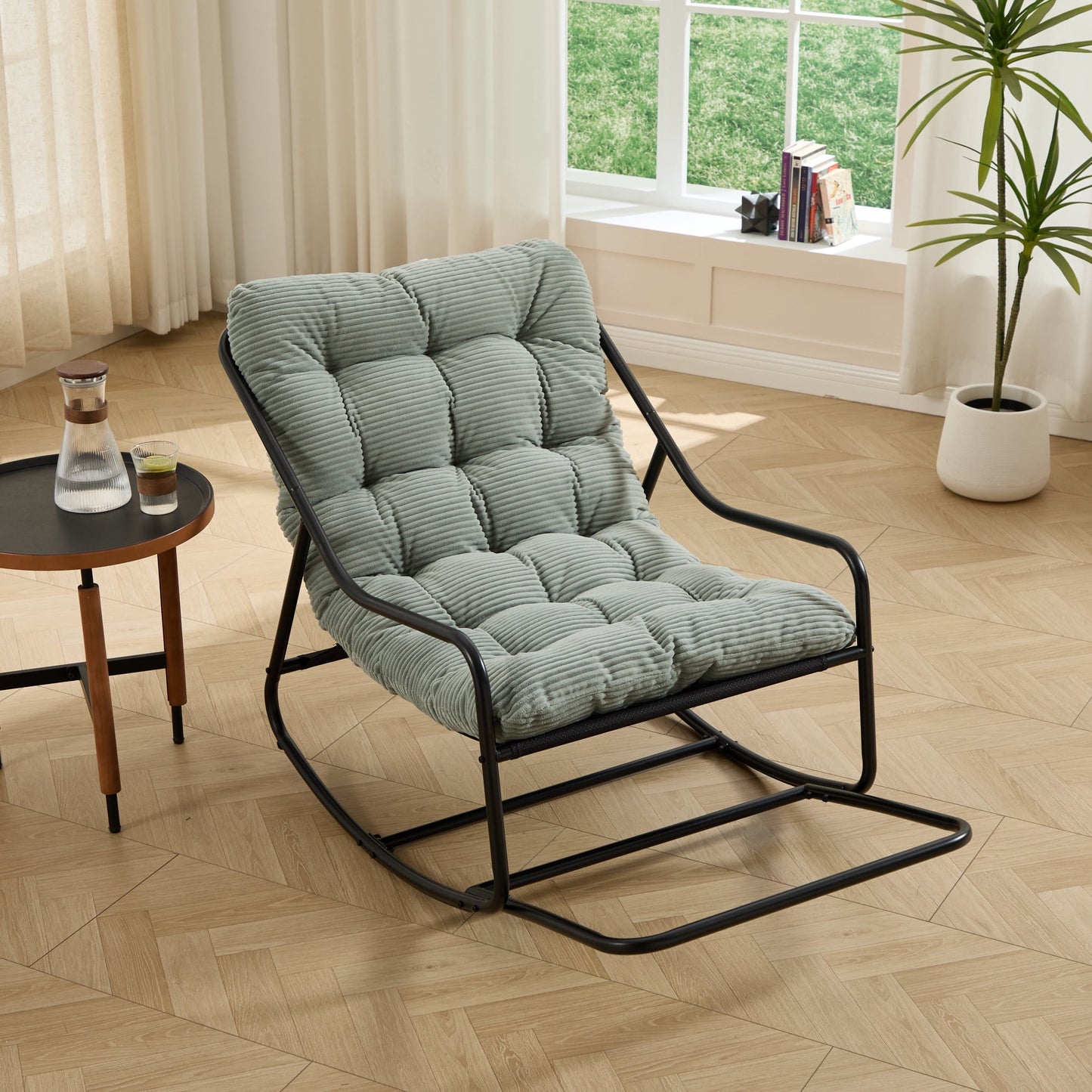 Jopath Outdoor Rocking Chair with Soft Thick Cushion,Comfy Cushion for Living Room Bedroom Reading Room Light Green