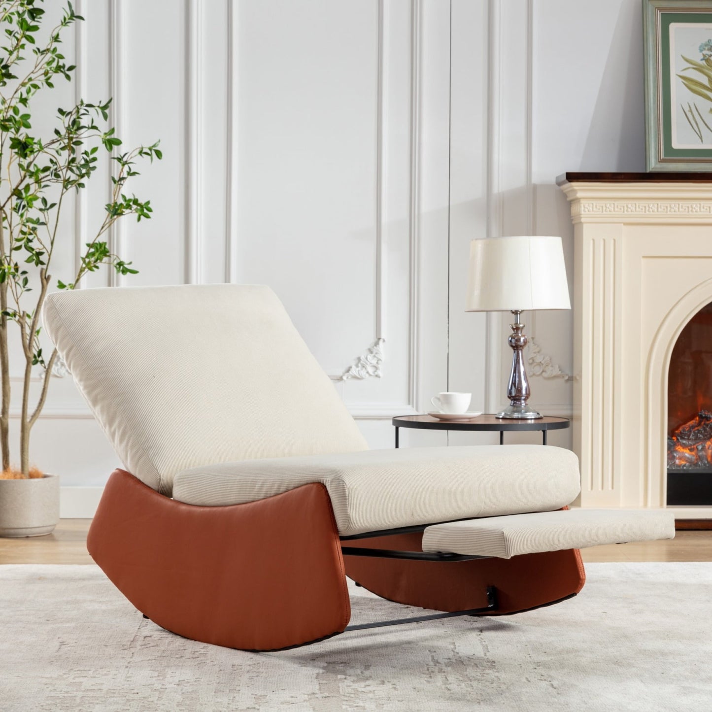Jopath Rocking Chair Recliner, Comfy Rocker Chair with Footrest Upholstered Lounge Chair for Relaxing Resting Soft Padded Rocker for Indoor Living Room Bedroom