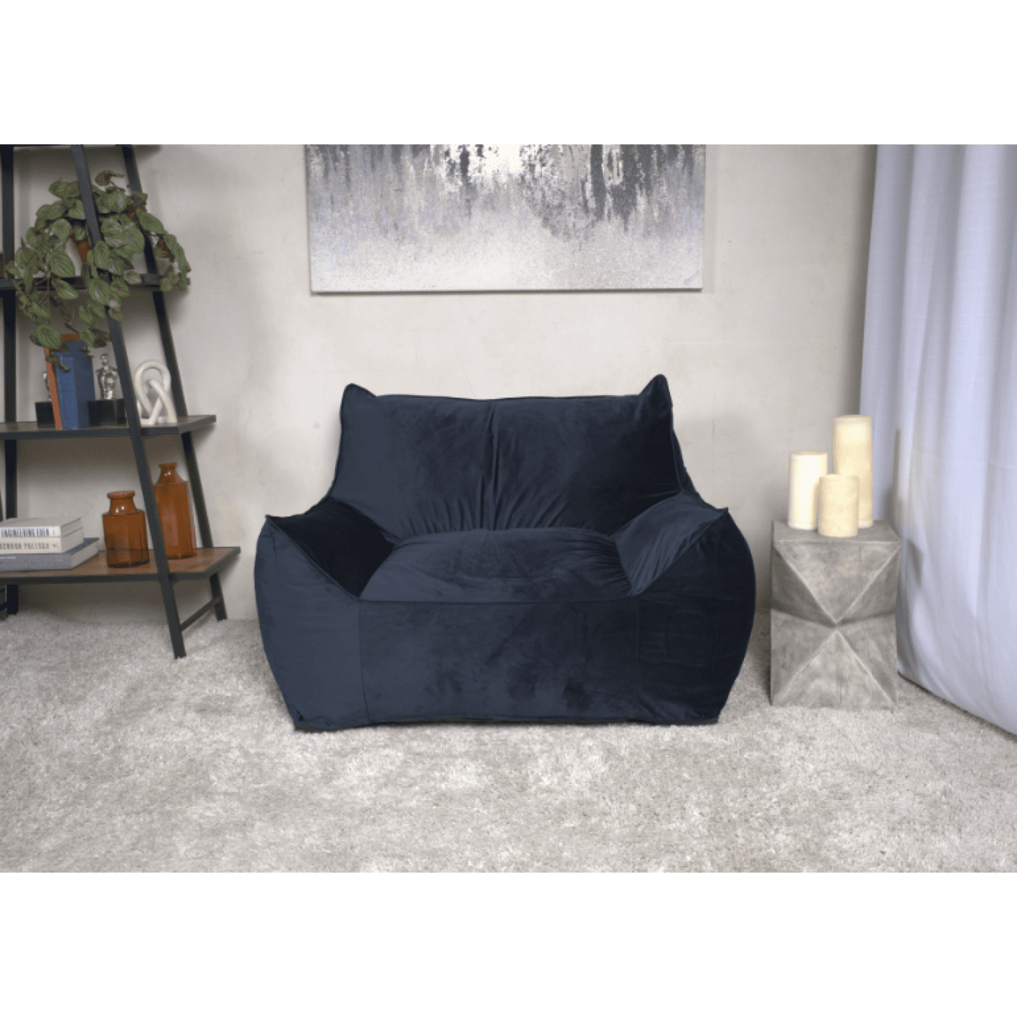 Jopath Velveteen Bean Bag Chair Foam Filler Large Beanbags Lazy Sofa With Armrests Removable Covers With Safety Zippers Foam Filled For Bedroom Living Room Blue