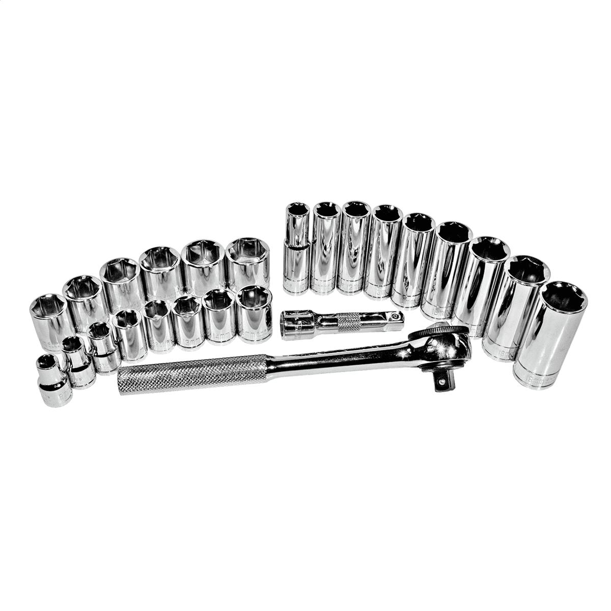 K-Tool 27000 26 Piece 3/8" Drive 6-Point Metric Socket Set