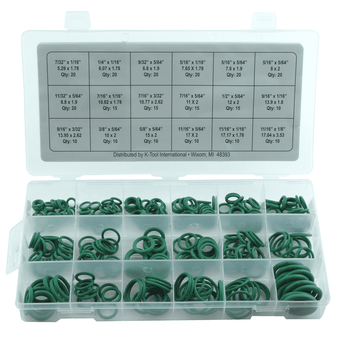 K-Tool 86 270-pc HNBR O-Ring Assortment, 18 sizes, High Temperature