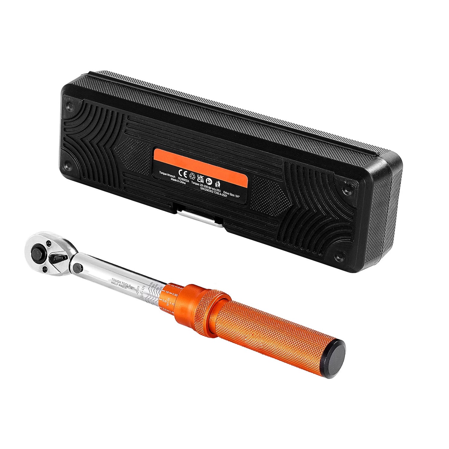 KFFKFF 1/4-Inch Drive Click Torque Wrench Set, 20-200 lbf-in/2.3-22.6 N.m, Dual-Direction with Dual Range Scales, 72-Tooth, ±3% Accuracy, Includes Bit Sockets and Extension Bar