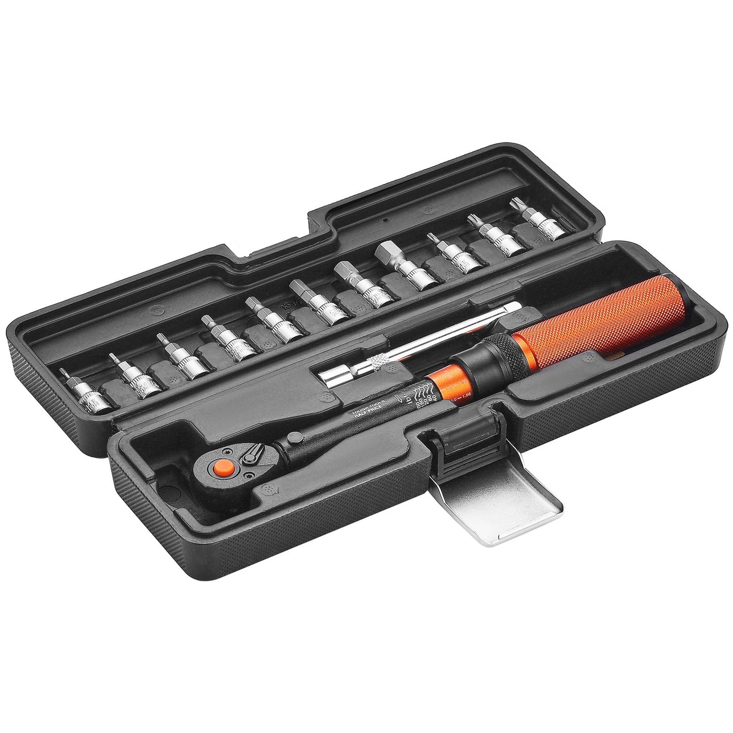 KFFKFF 1/4 Inch Drive Click Torque Wrench Set, 20-200 lbf-in / 2.3-22.6 N.m, Dual-Direction with Dual Range Scales, 72-Tooth Design, ±3% Accuracy, Includes Bit Sockets and Extension Bar