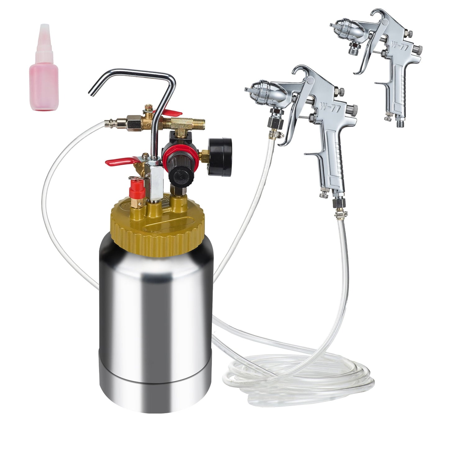 KFFKFF 1.8mm 2L/0.5 Gallon Spray Paint Pressure Tank Nozzle Spray Gun Hose Kit