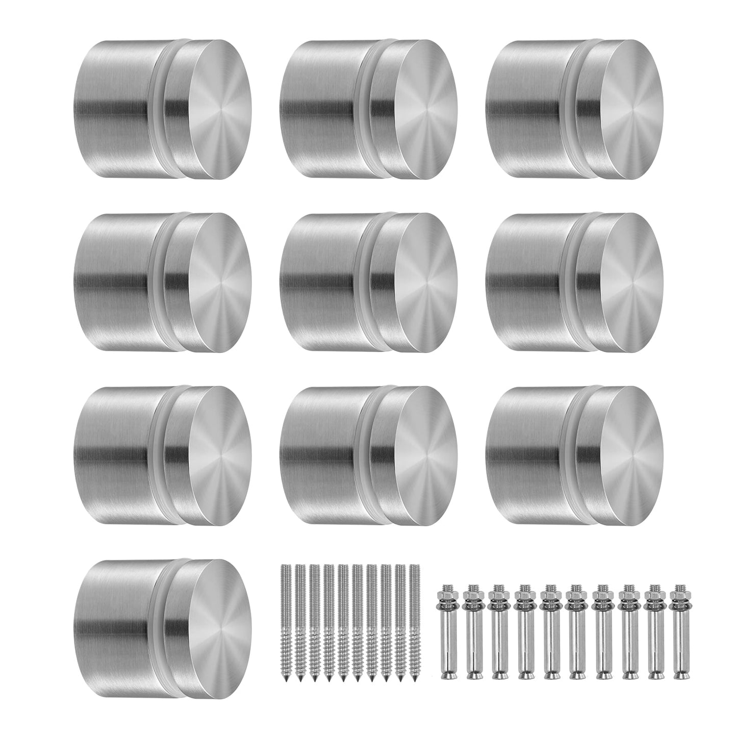 KFFKFF 10 PCS Round Glass Railing Clamp for 0.31"-0.62" Tempered Glass, 316 Stainless Steel Mounting Bracket, Glass Shelf Holder for Balcony, Garden, Pool, Stair, Silver