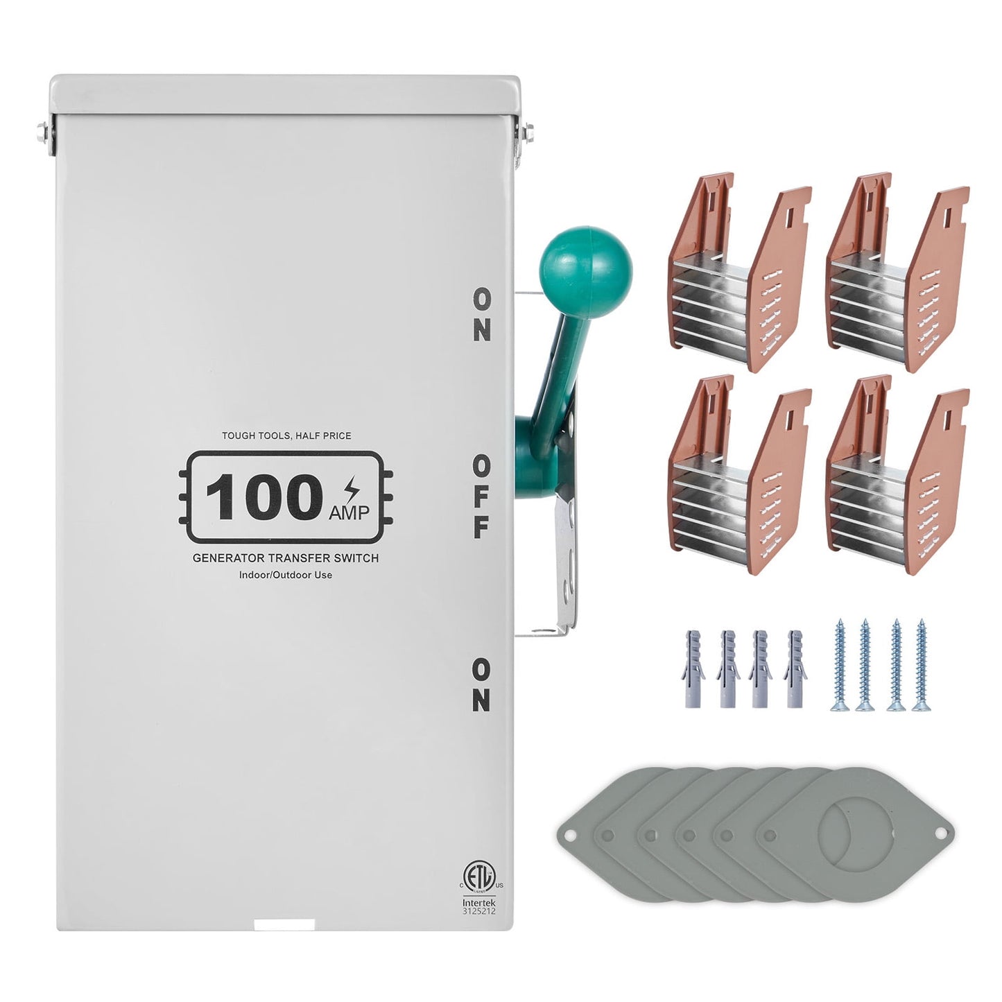 KFFKFF 100A Manual Generator Transfer Switch, 24000W Double-Throw Power Switch 120/240V, NEMA 3R Compliant for Indoor, Outdoor, and Portable Generator Use