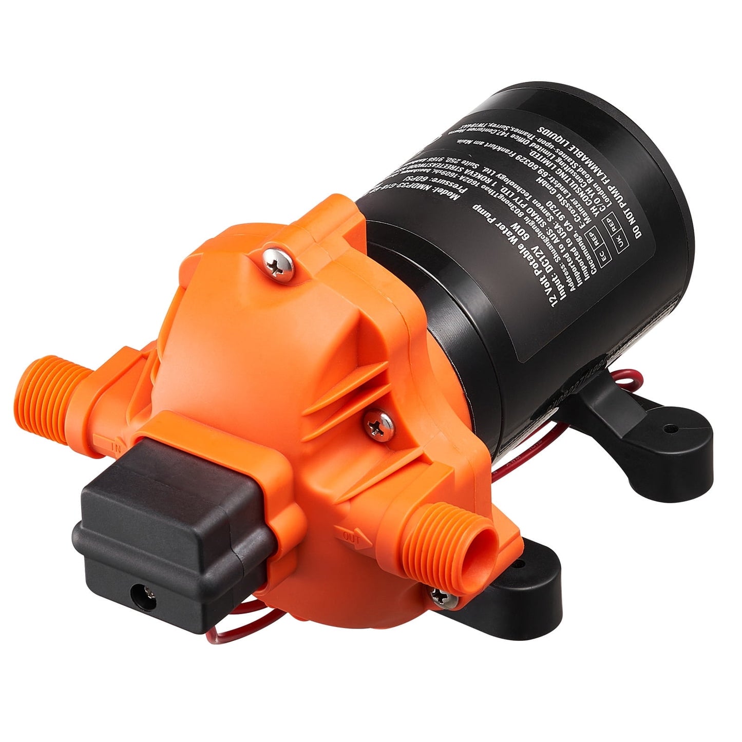 KFFKFF 12V Diaphragm Pump, Flow Rate of 1.8 GPM (6.81 L/min), Equipped with 3-Chamber Design, 12 Volt DC Operation with Auto Pressure Switch, Pressure Range 40-100 PSI, Set at 60 PSI