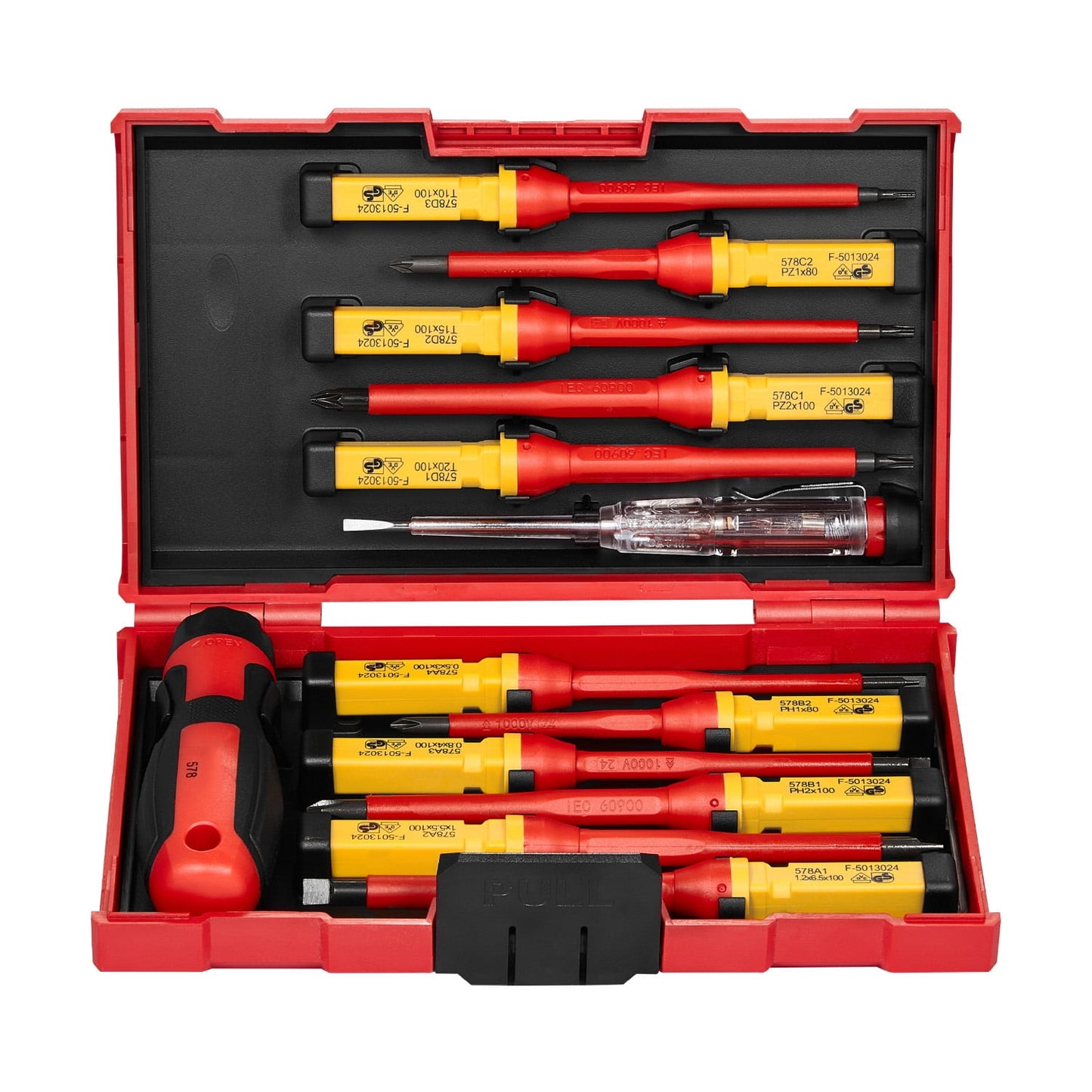 KFFKFF 13-Piece Insulated Screwdriver Set, Professional Electrical Tool Kit, 1000V Rated, Magnetic Phillips, Slotted, Pozi, and Torx Tips, Ideal for Electricians
