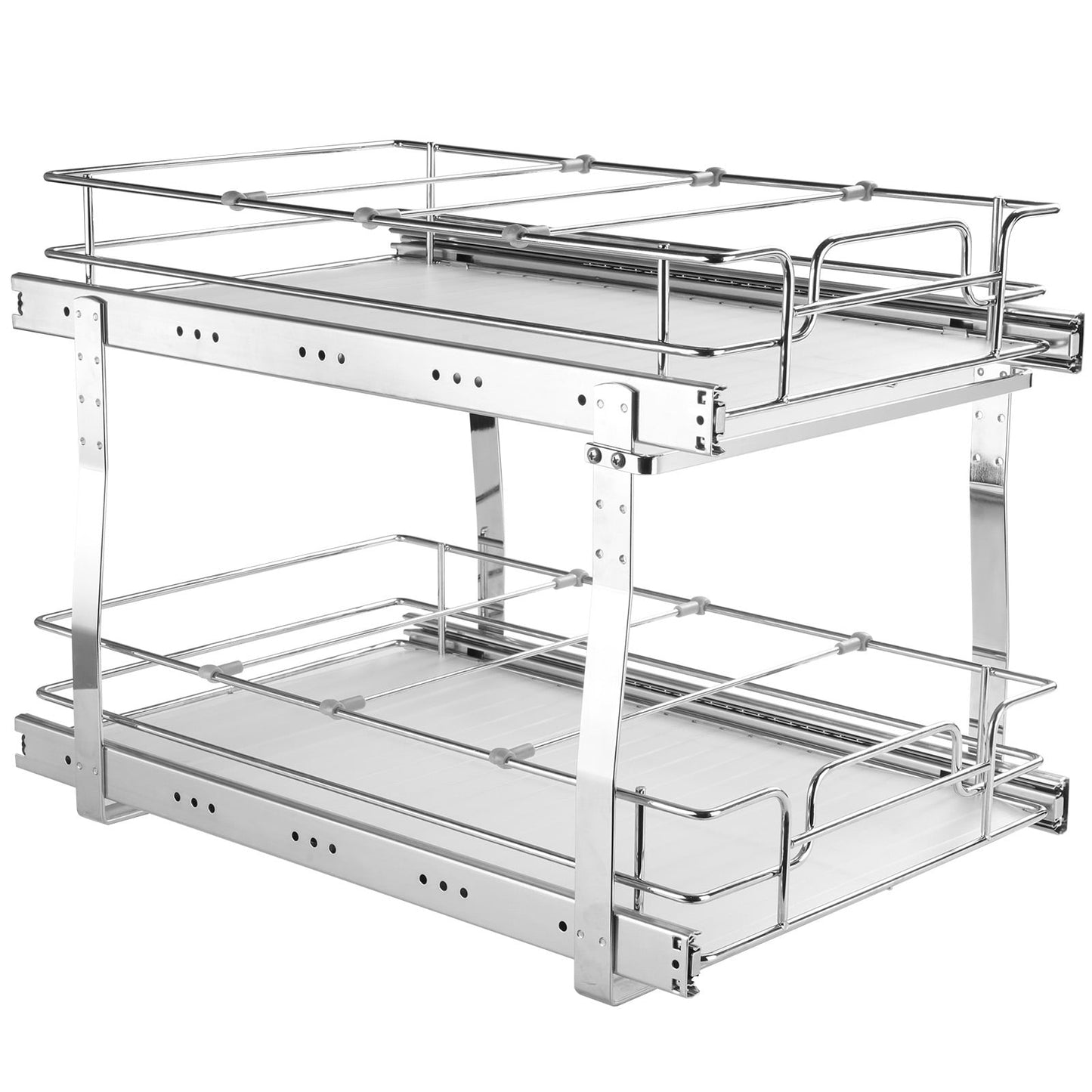 KFFKFF 13x21 inch Drawer Basket 2-Tier Wire Pull Out Cabinet Under Sink Organizer