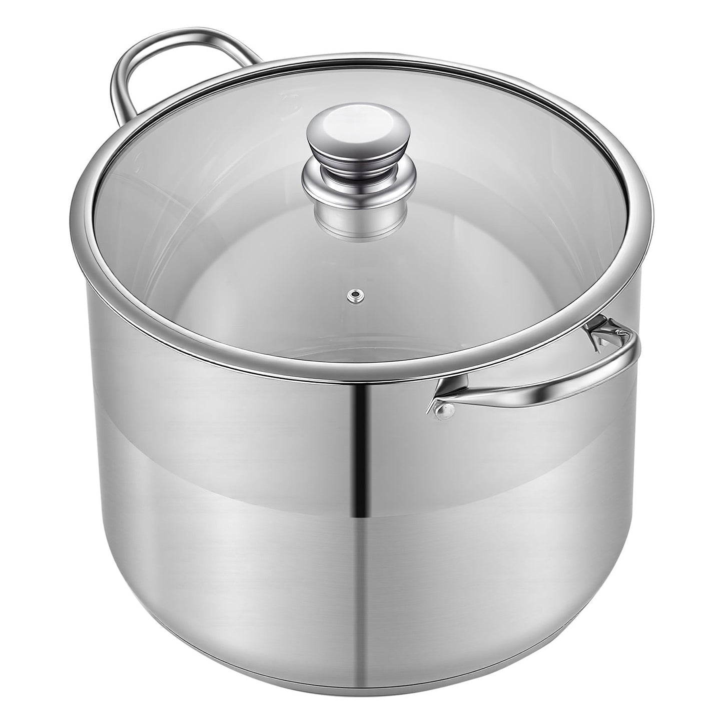 KFFKFF 16-Quart Stainless Steel Stock Pot with Glass Lid, PFOA-Free and PFAS-Free, Suitable for Gas, Induction, and Electric Stoves, Ideal for Cooking Soups, Stews, and Pasta