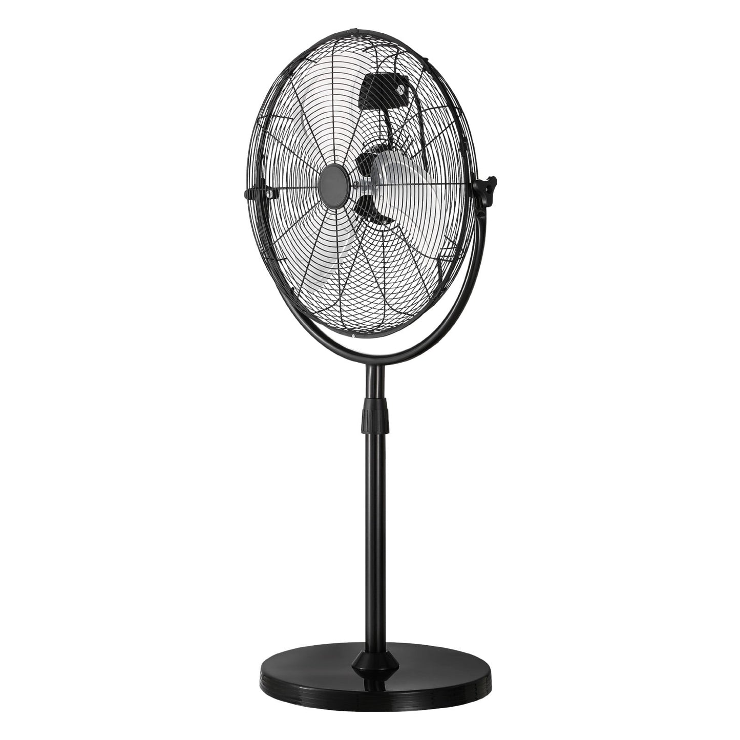 KFFKFF 18-Inch Industrial Pedestal Fan with Adjustable Height, Floor Fan with 3 Speed Settings, Powerful Airflow for Warehouses, Garages, Commercial and Residential Spaces, Black