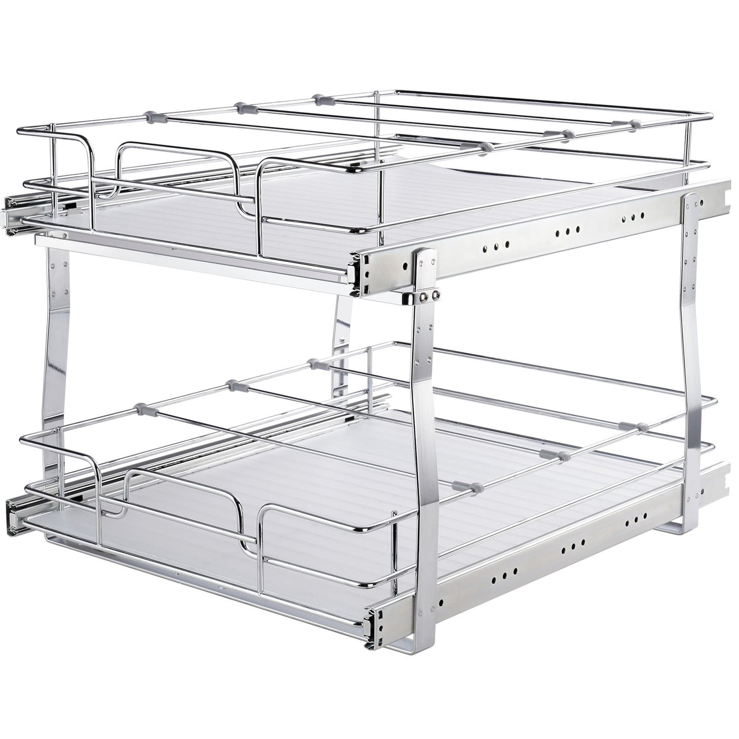 KFFKFF 18x20 inch Drawer Basket 2-Tier Wire Pull Out Cabinet Under Sink Organizer