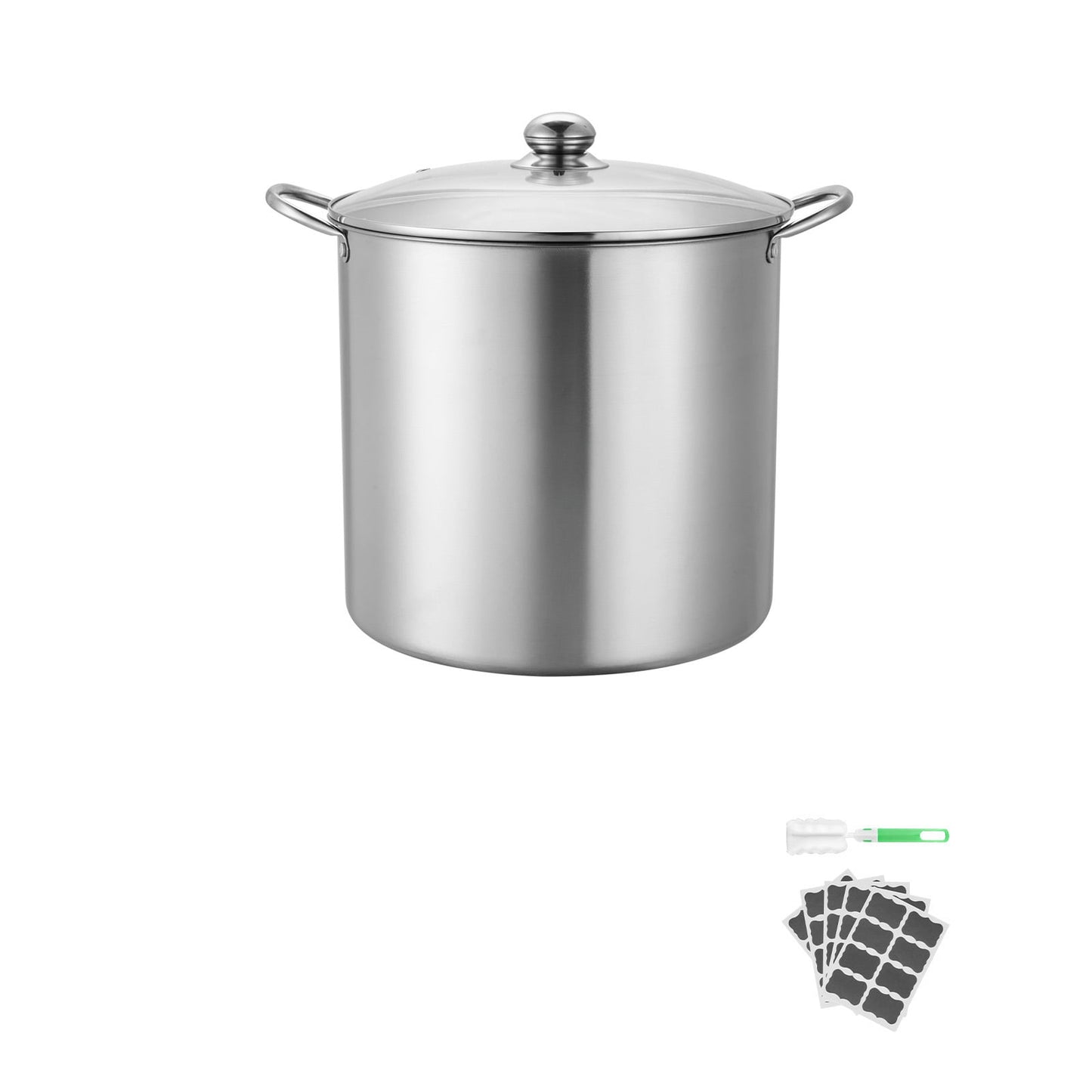 KFFKFF 21 QT Stainless Steel Canning Pot with Rack and Glass Lid, Dual Handle Waterbath Canner, Suitable for Induction, Gas, Electric, Glass, Ceramic, and Halogen Cooktops