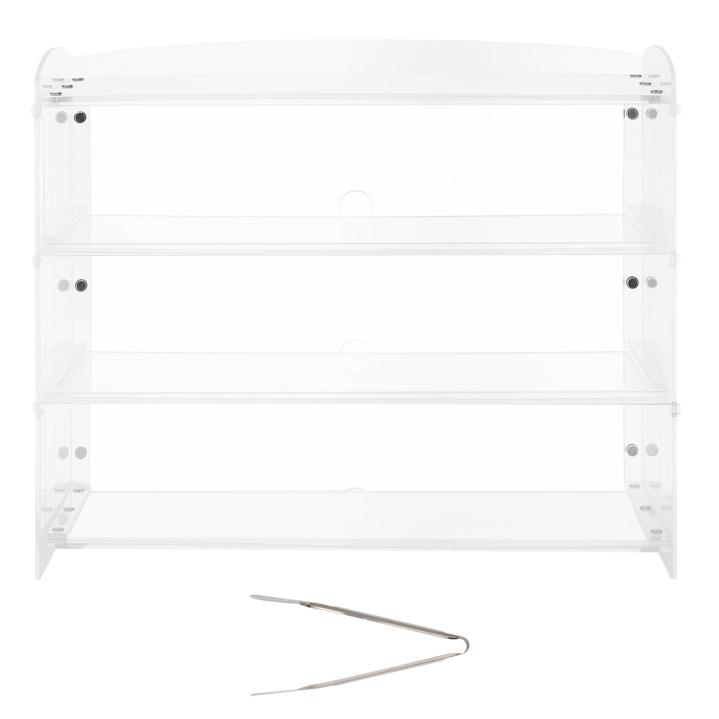 KFFKFF 3-Tier Countertop Pastry Display Case, Clear Acrylic Bread Box for Kitchen Use, Party Cake Cabinet with Flip-Up Door for Cookies, Desserts, Donuts, and Bagels, 19" x 9.1" x 15"