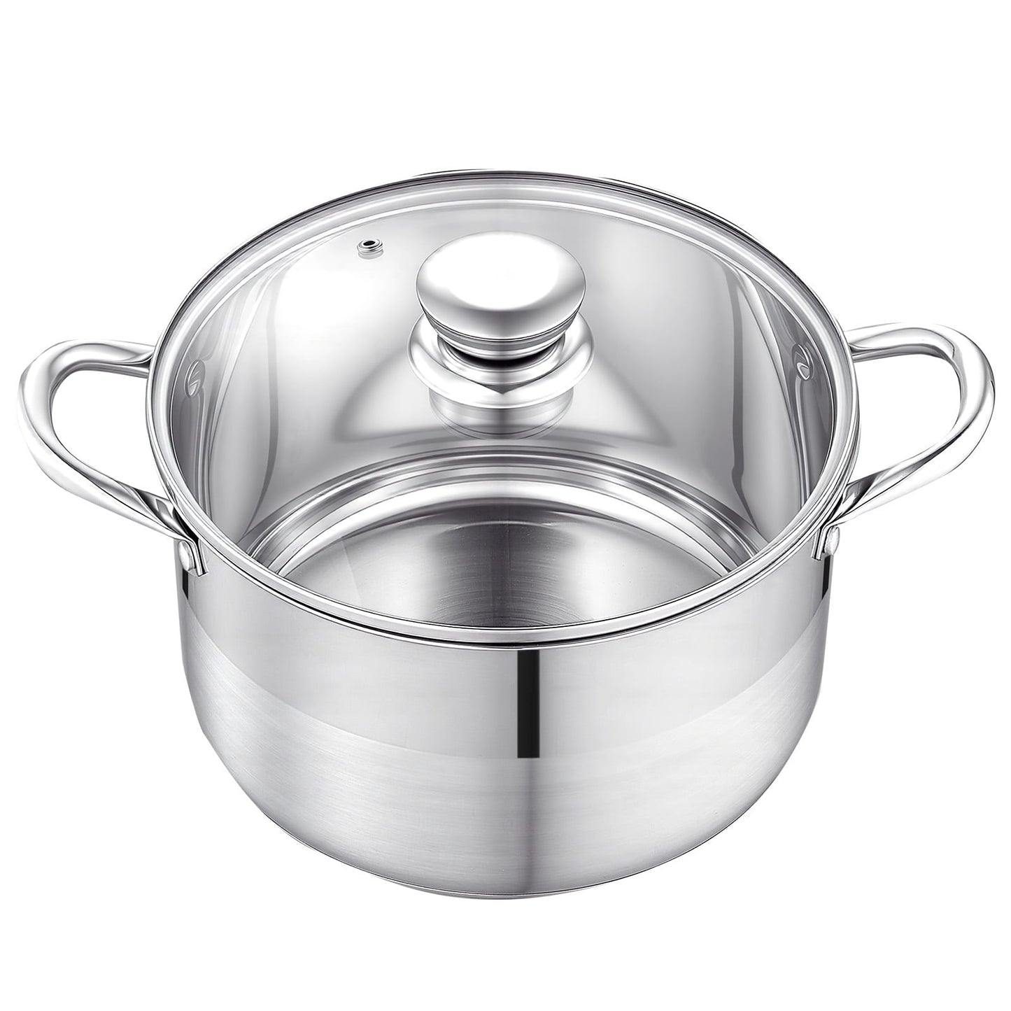 KFFKFF 8-Quart Stainless Steel Stock Pot with Glass Lid, PFOA & PFAS-Free, Suitable for Gas, Induction, and Electric Stoves, Ideal for Cooking Soups, Stews, and Pasta