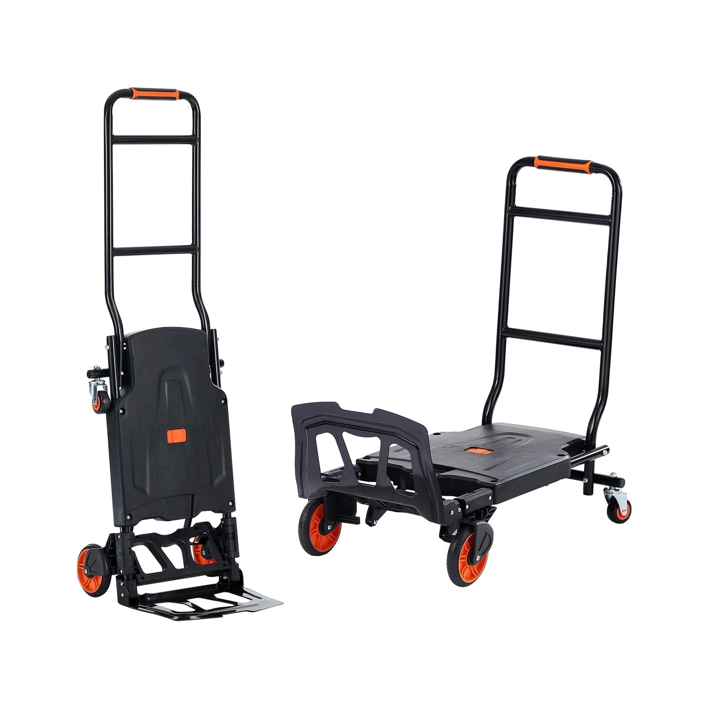 KFFKFF Aluminium Trolley,Dual Purpose, Supports up to 300 lbs,Robust Industrial Grade Convertible Collapsible Trolley and Dolly,Service Cart Transforms from Trolley to Platform Cart with Rubber Tyres