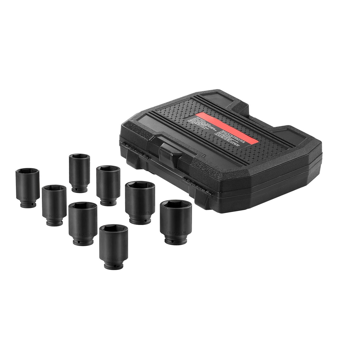 KFFKFF Axle Nut Impact Socket Set, 1/2" Drive, 12-Point Deep Metric 8-Piece Spindle Nut Socket Kit, CR-MO Heat-Treated Large Socket Set with Storage Case for Auto Repair and Axle Nut Installation