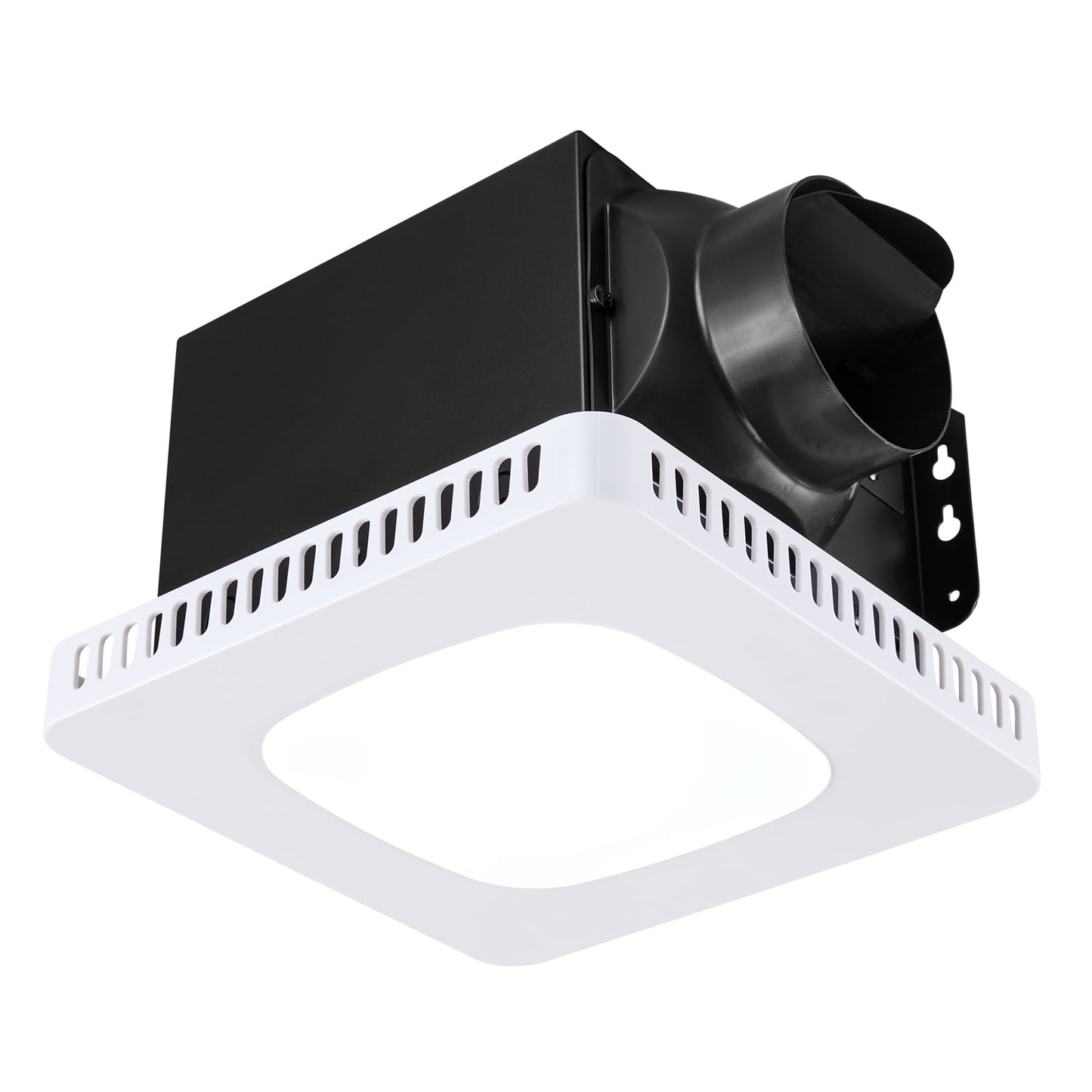 KFFKFF Bathroom Exhaust Fan with LED Light, Adjustable 80-110-130 CFM Ventilation, Low-Noise 1.5 Sones, Durable AC Motor Ceiling Fan for Laundry, Storage, and Home Use, White