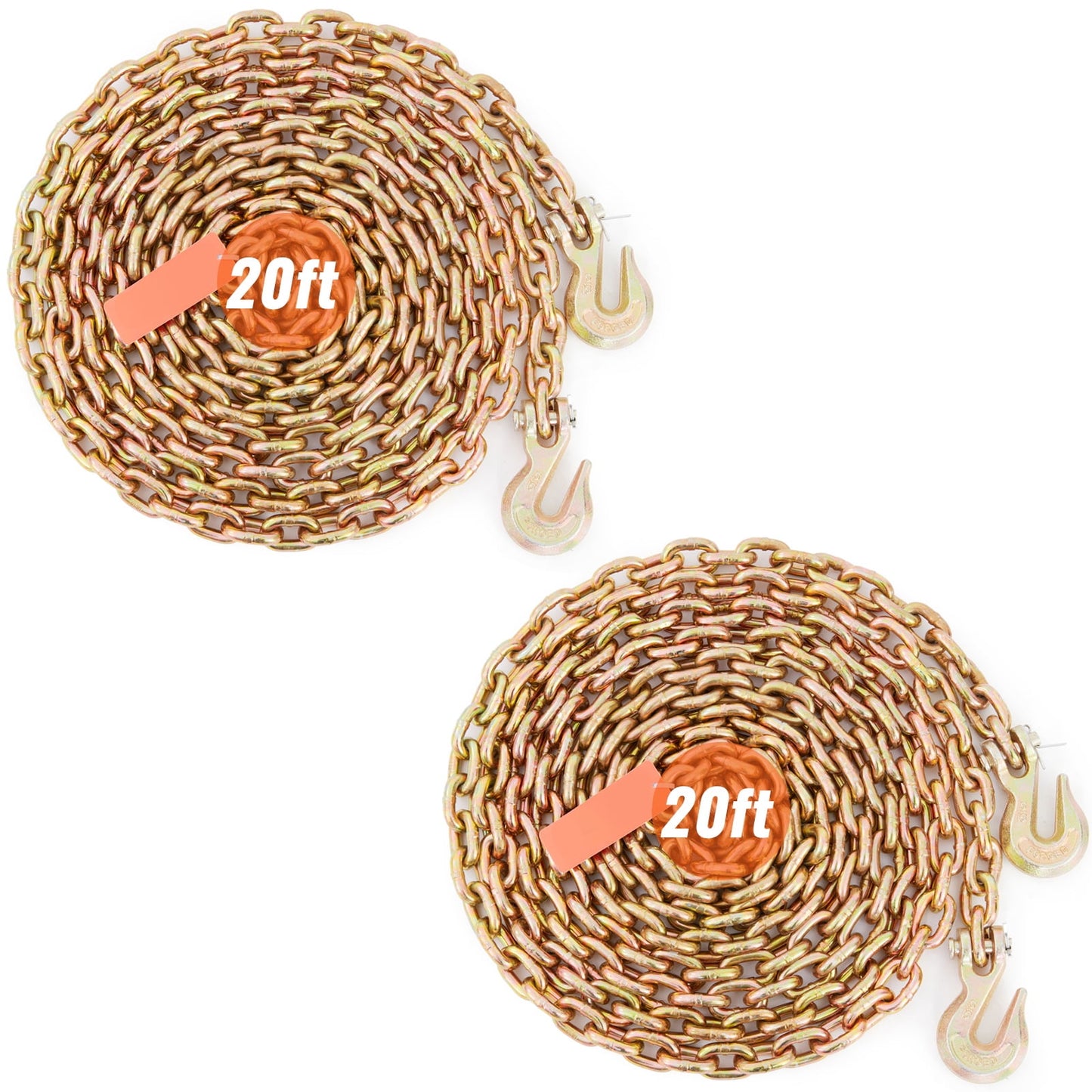 KFFKFF Bundle Chain G80 Traction Chain with Hook 4900lb Load 5/16'' x 20'' 2 Pack