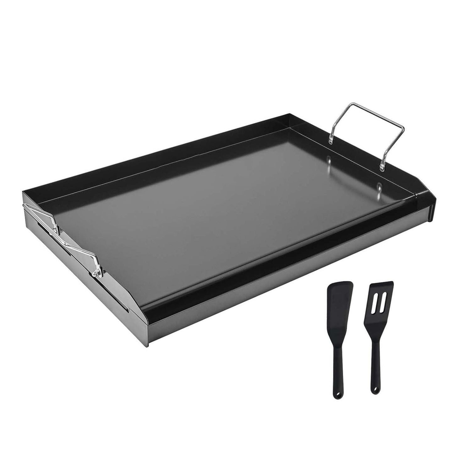 KFFKFF Carbon Steel Griddle, Flat Top Rectangular Plate, Carbon Steel, 24×14 in, Black