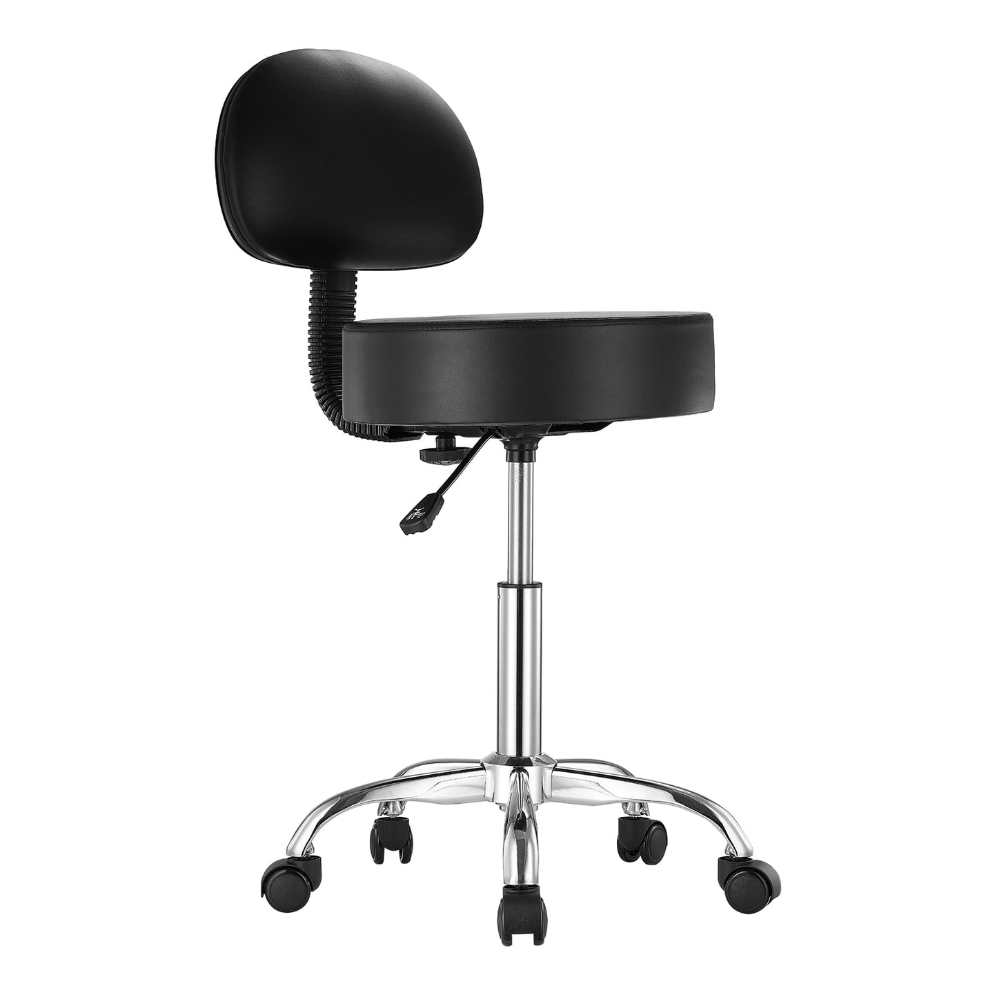 KFFKFF Circular Mobile Seat, Synthetic Leather Mobile Seat with Rear Support, Full Rotation Sketching Seat with Enhanced Padding, Adjustable Height Mobile Task SPA Seat, Suitable for Workspace