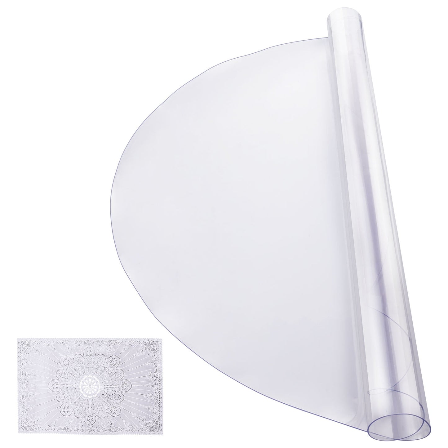 KFFKFF Clear Plastic Tablecloth, Dimensions 48 x 48 Inch with 2.0 mm Thickness, Round PVC Desk Overlay, Water-Resistant and Simple to Clean Desk Mat, Suitable for Office, Dining Room