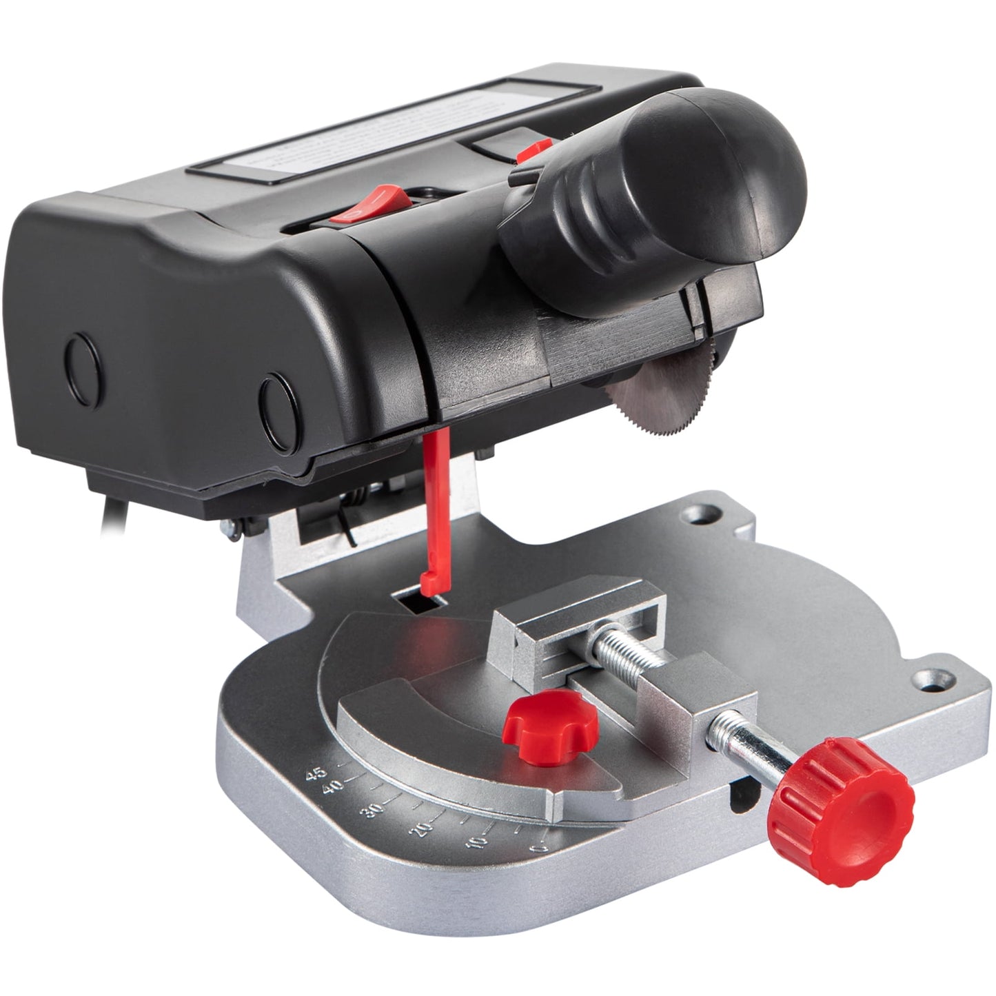 KFFKFF Compact Miter Chop Saw, Dual 2-5/16" Steel and Resin Blade with 1/2inch Cut Depth, 0-45° Tabletop Miter Saw for Copper, Aluminum, Wood, Zinc in Craft Projects