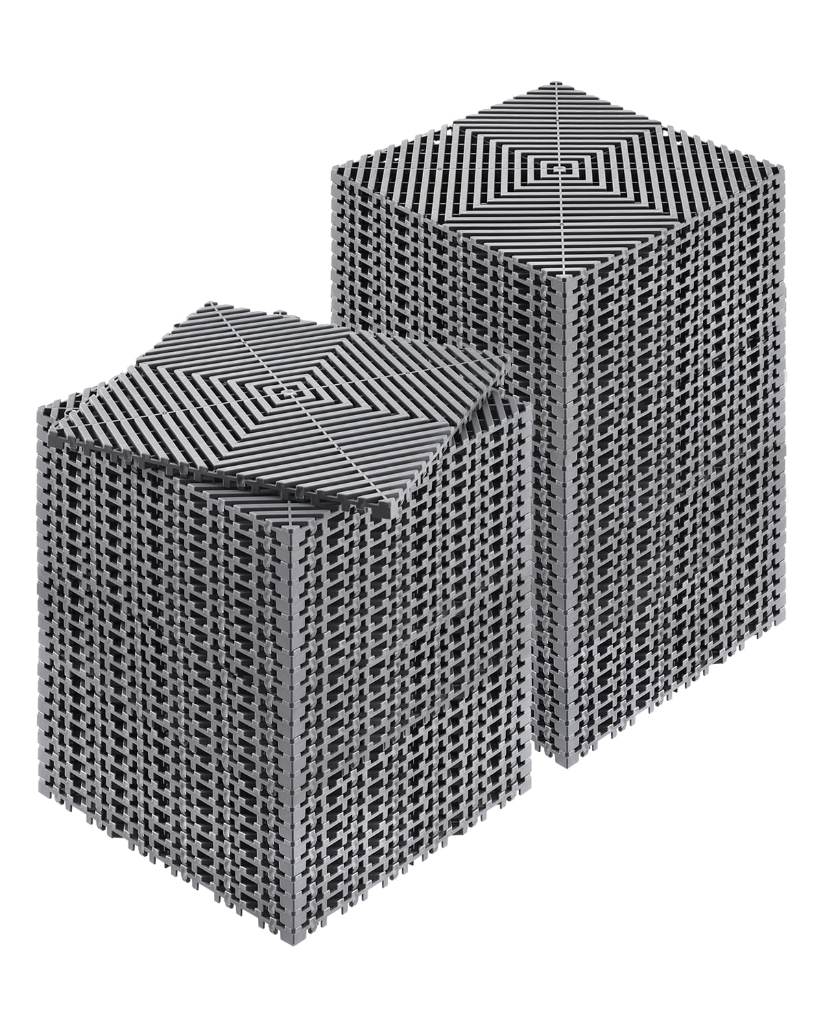 KFFKFF Drainage Floor Mat Set, 12†x 12†Modular Interlocking Padding, Set of 55 Connectable Drainage Mats, Slip-Resistant Gray PP Drainage Floor Tile and Bath Mat, Suitable for Garage, Garden