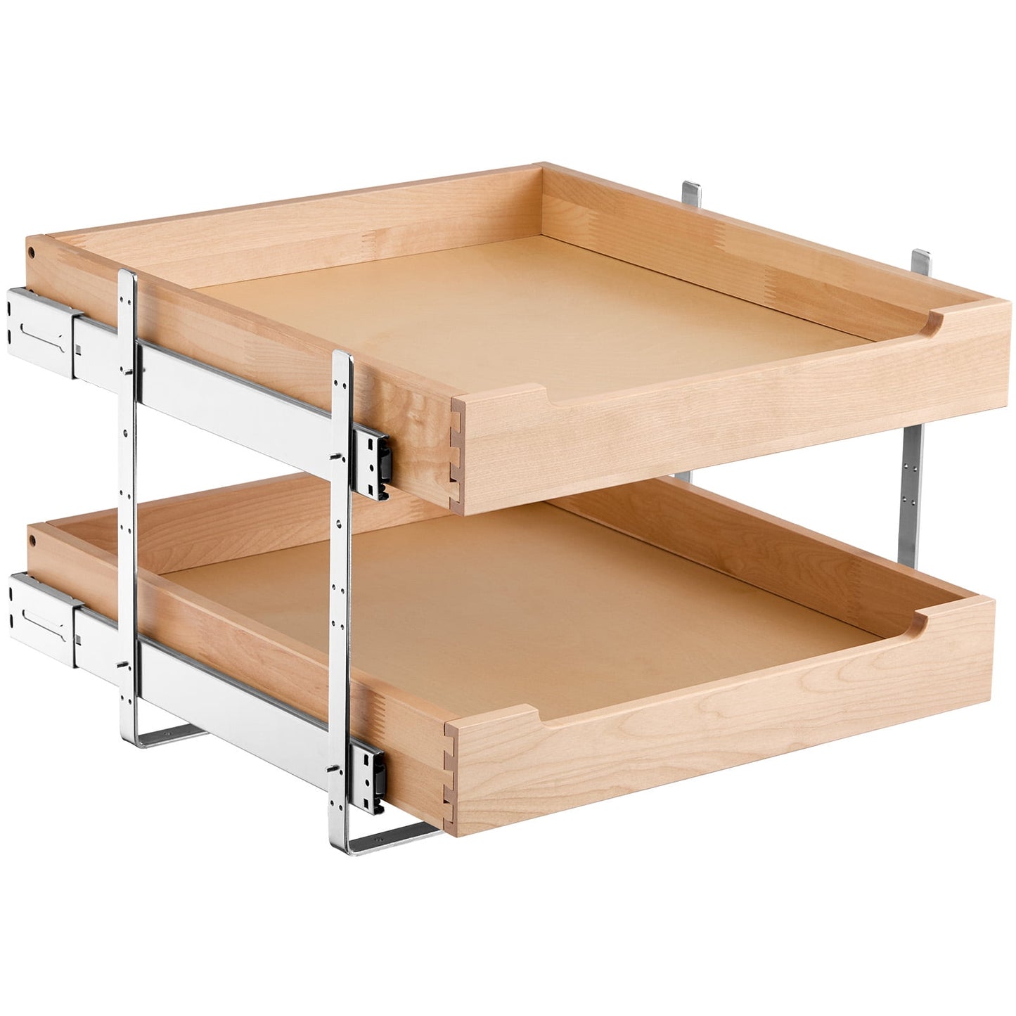KFFKFF Dual Layer Retractable Cabinet Arranger, Dimensions 20"W x 21"D, Gentle Shutting Slide-out Shelf, Robust Gliding Timber Drawer, Modifiable Lower Cabinet Arrangement for Kitchen, Pantry