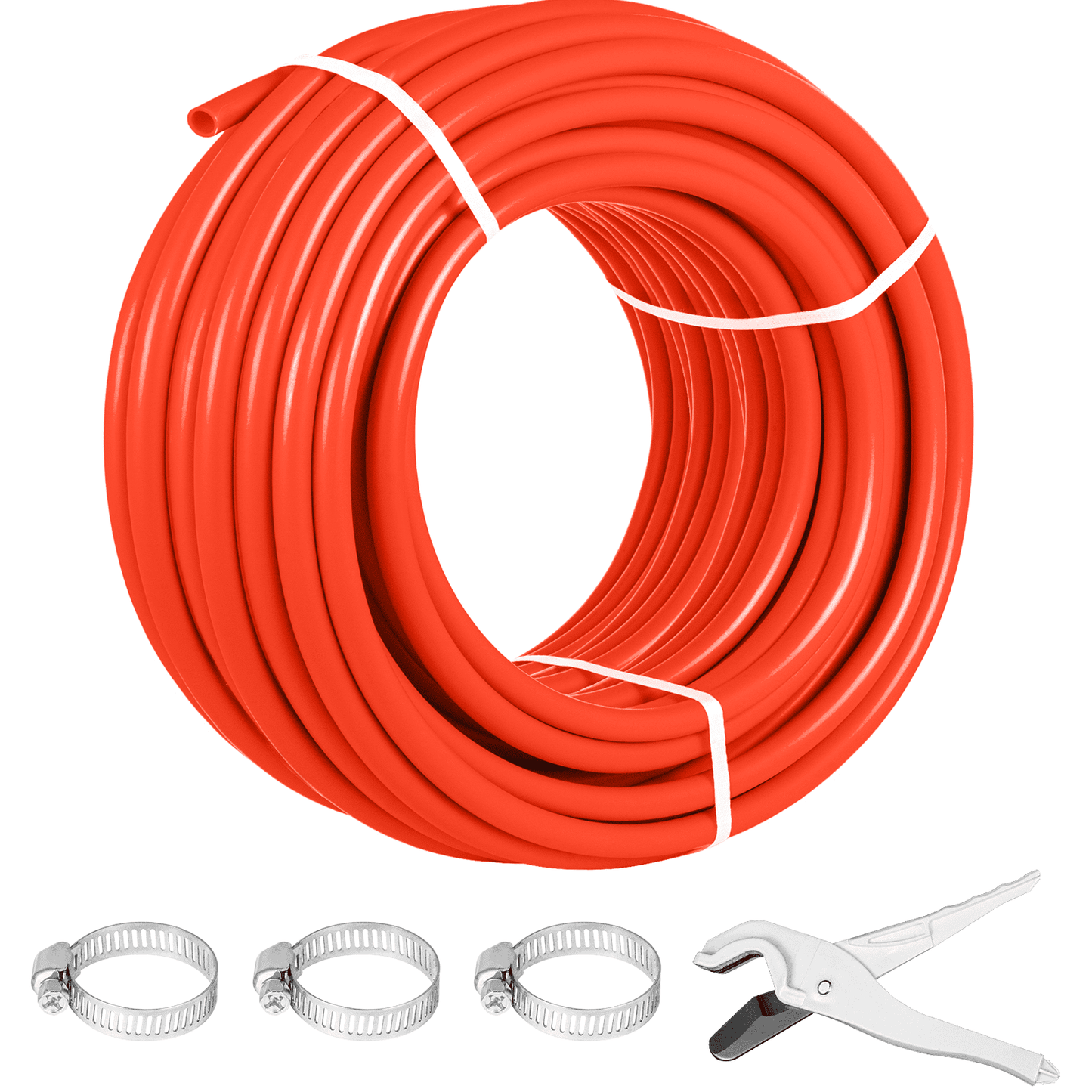 KFFKFF EVOH PEX-B Pipe, 1/2 Inch 300 Feet Coil Tube with Oxygen Barrier, Red, Suitable for Radiant Floor Heating in Homes and Businesses