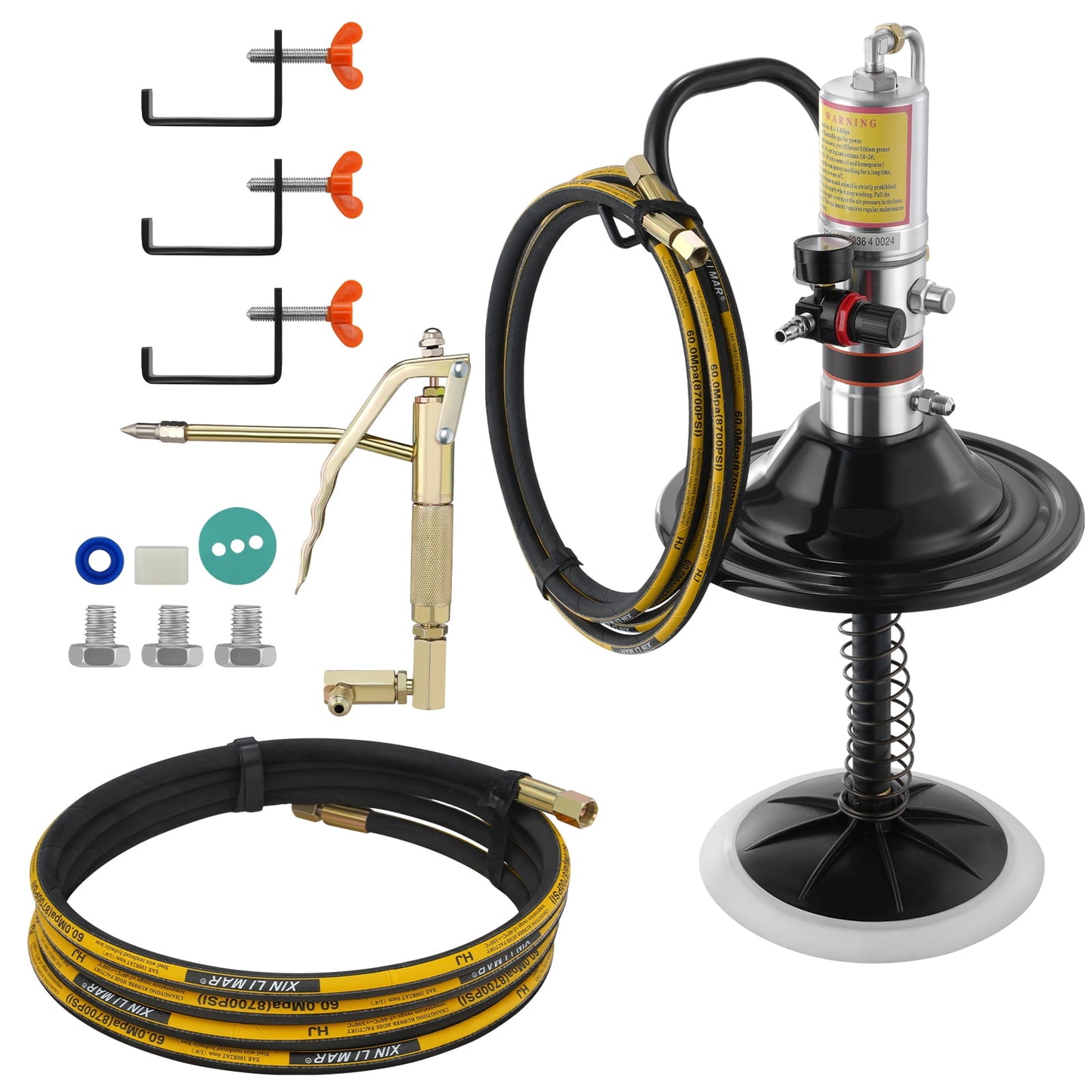 KFFKFF Grease Pump Air Operated Grease Pump 0.6-0.8Mpa 13 ft Hose with Barrel Cap