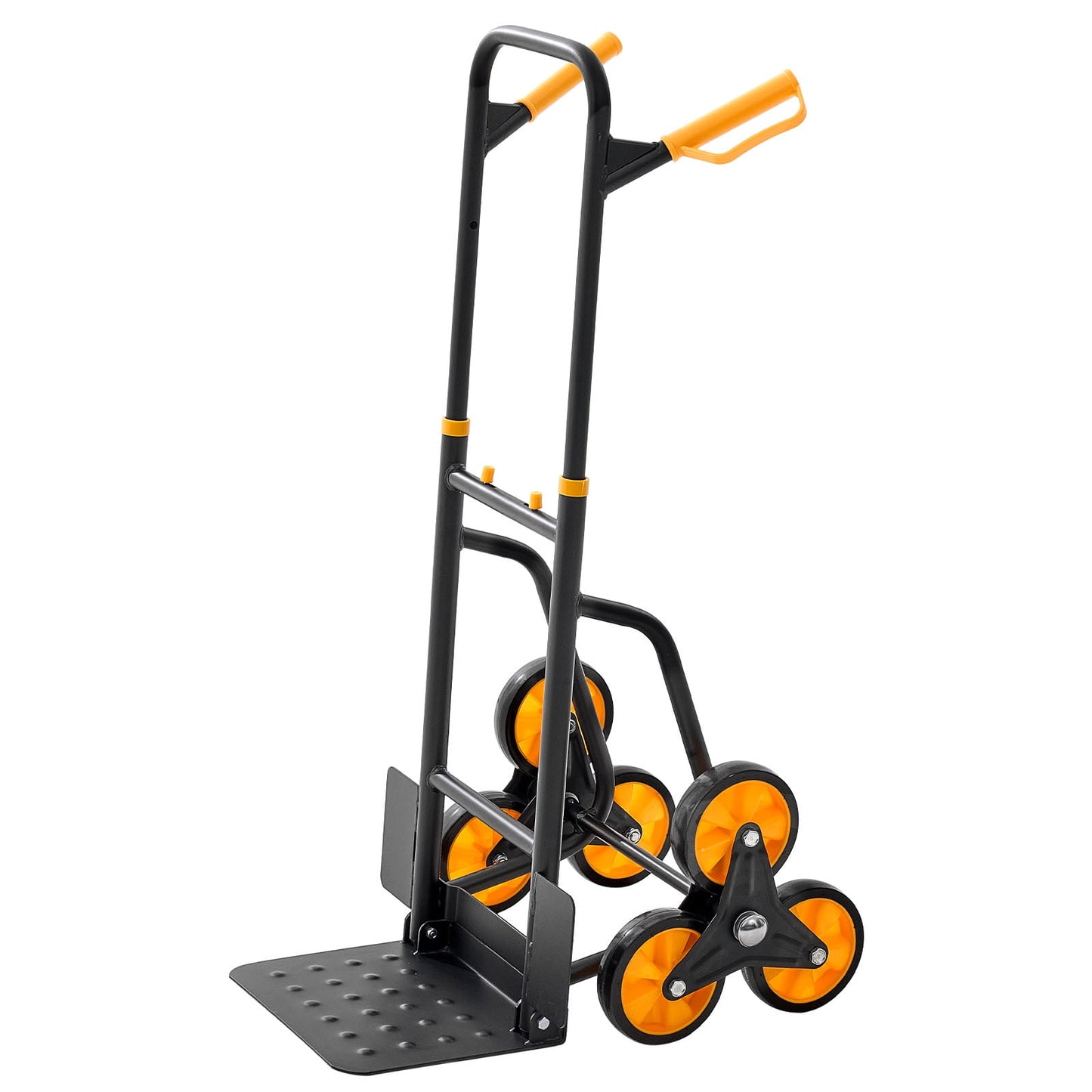 KFFKFF Heavy-Duty Stair Climbing Cart, 440 lbs Capacity, Folding Trolley with Adjustable Handle, 6 Wheels, and 2 Bungee Cords for Home, Groceries, and Warehouse Use