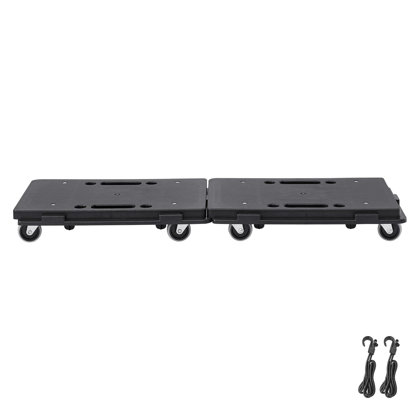 KFFKFF Movable Furniture Roller, Each Unit Supports 500 lbs, Equipped with Wheels, Compact 4-Wheeled Heavy-Duty Transporter, Interlocking Flat Cart for Bulky Furniture, Set of 2, Black