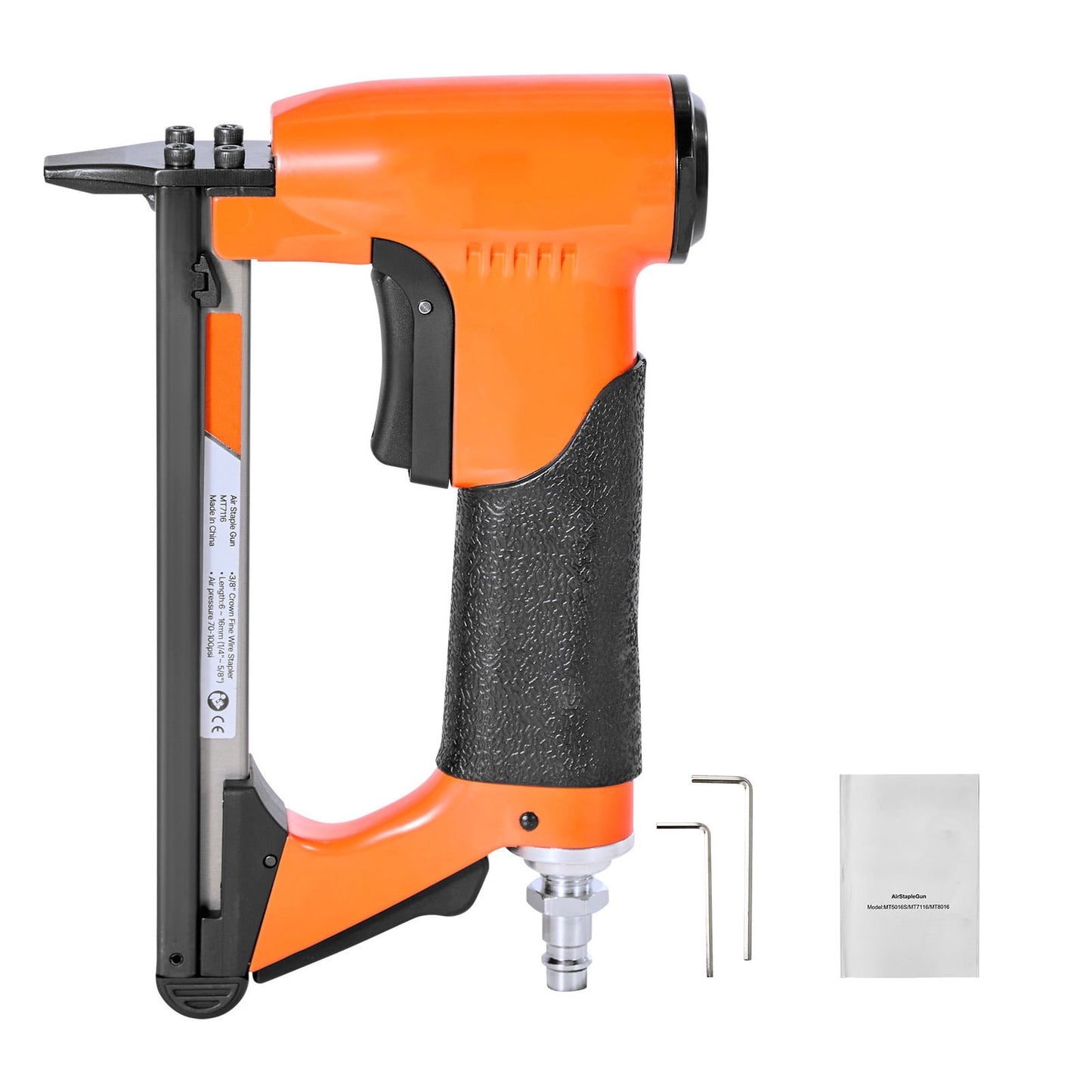 KFFKFF Pneumatic Staple Gun, 22 Gauge Air Upholstery Stapler for 71 Series Fine Wire Staples, 3/8" Crown, Compatible with 1/4"-5/8" Staples, Holds Up to 180 Staples for Upholstery, Woodwork