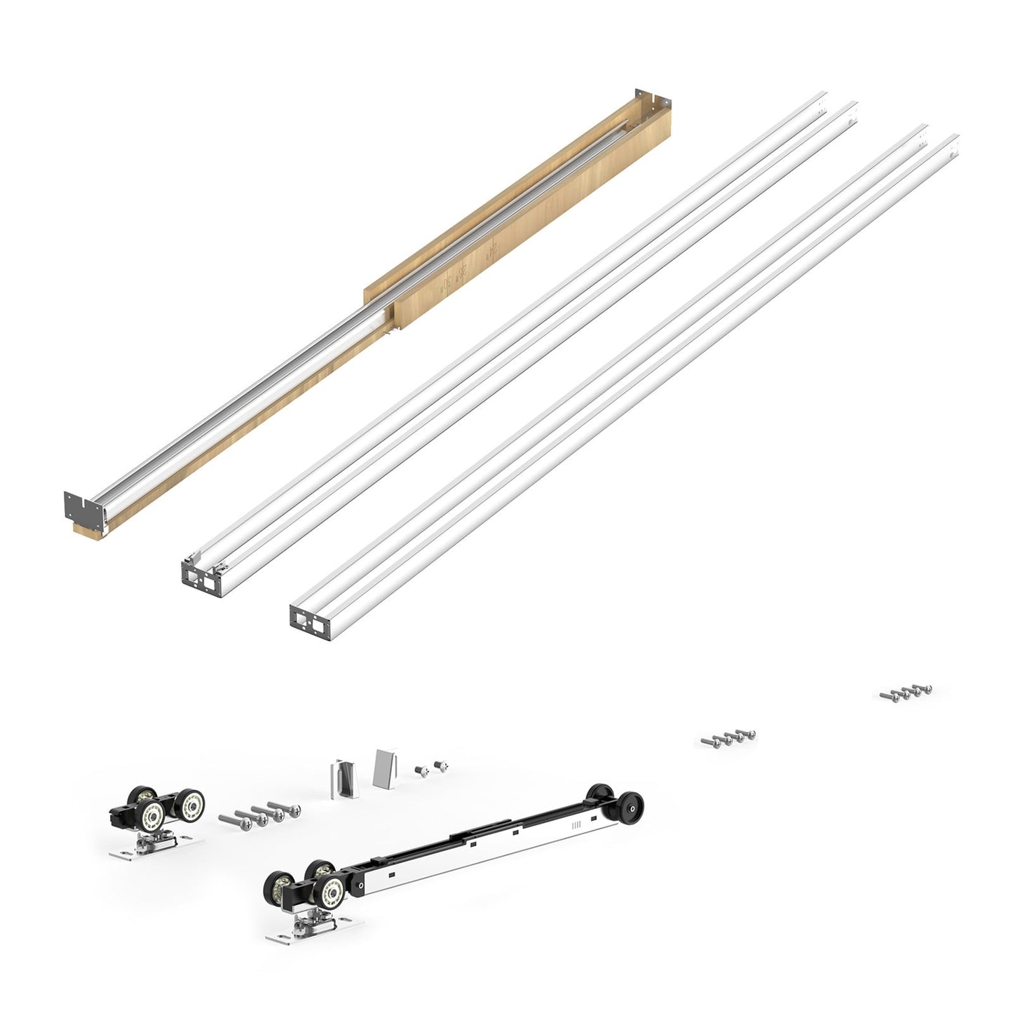 KFFKFF Pocket Door Frame Kit, Adjustable for 24-30 in Wide and 80 in High Doors, Features Two-Way Soft Close, Smooth and Quiet Sliding, Easy Installation, Durable Galvanized Steel