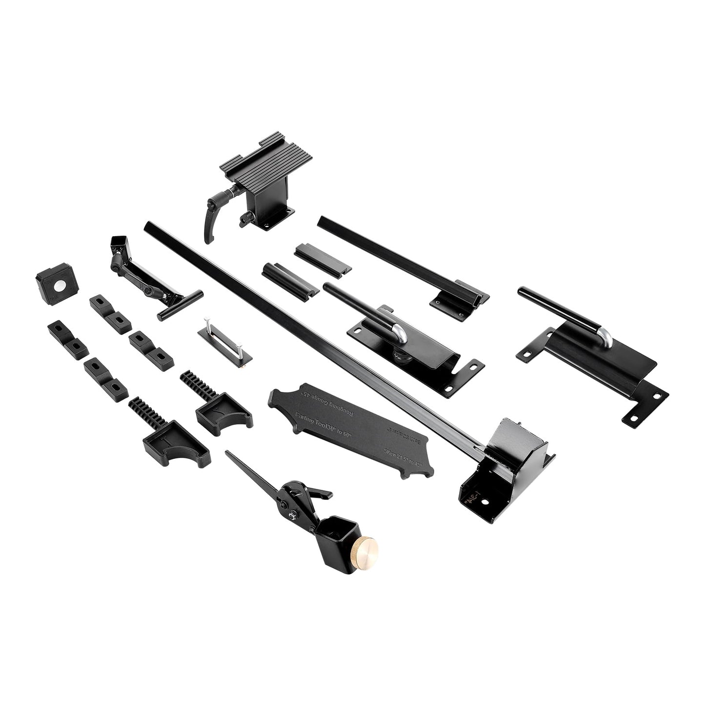 KFFKFF PJ‑1152 Bench Grinder Sharpening System Aluminum Alloy 2 Quick Cam Locking Bases, 1 Multi-Grind Bar, 1 Mounting Bar, 1 Platform Jig, Black