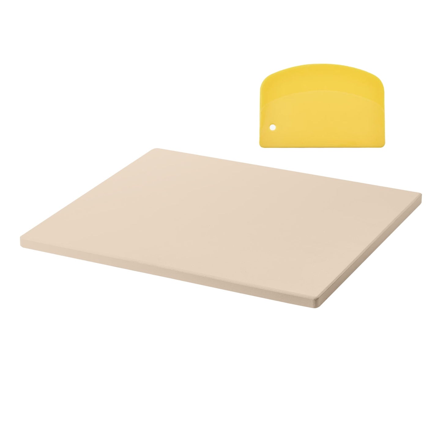 KFFKFF Rectangular Cordierite Pizza Stone, 16 x 14 x 0.6 Inch, Heat-Resistant Baking Stone with Scraper, Ideal for Ovens and BBQ Grills, Withstands Temperatures up to 1450℉