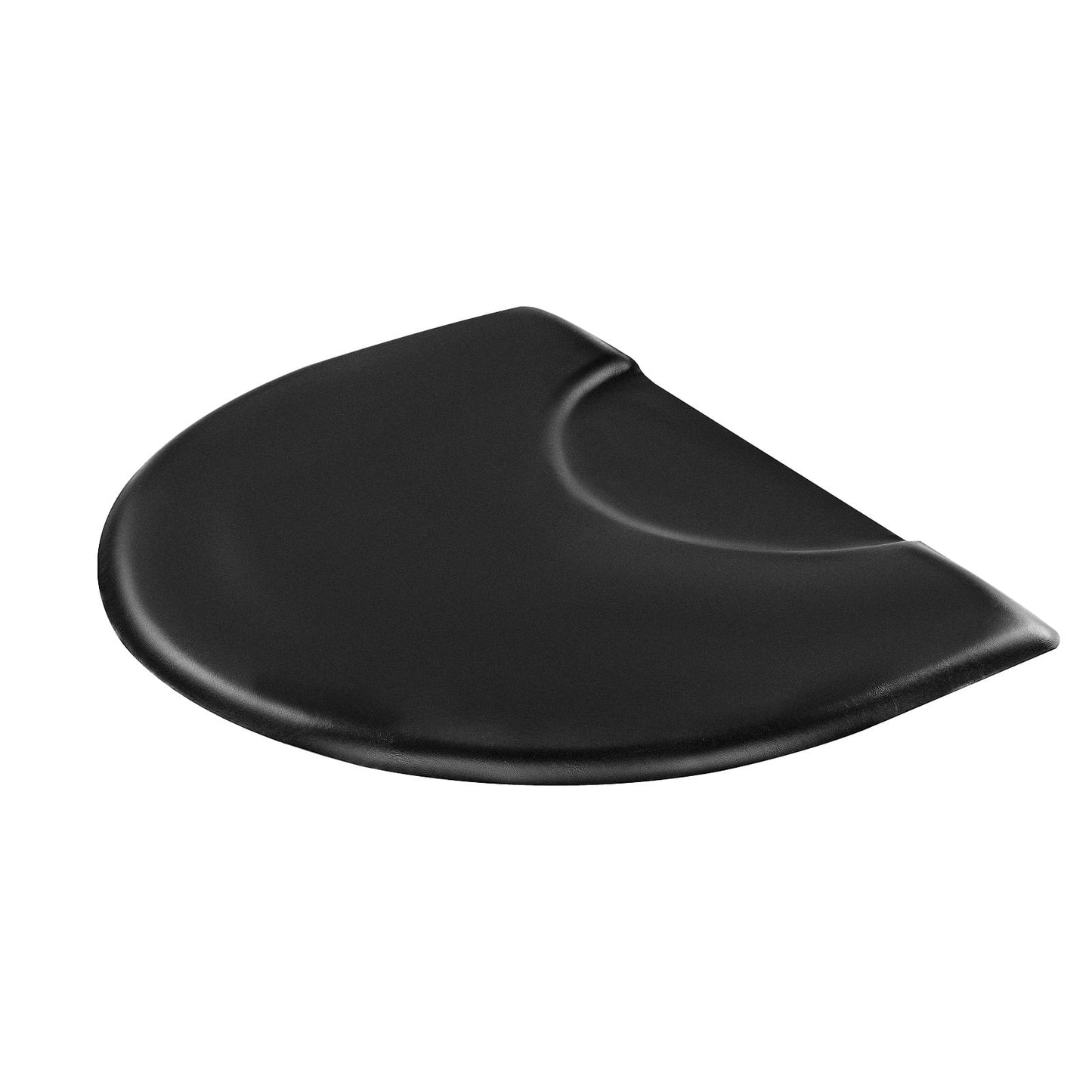 KFFKFF Salon Mat for Hair Stylist, 3 x 4 FT Semi-circle Chair Mat, 1-inch Thickened Anti-Fatigue Barber Floor Mat with Round Cut Out, Easy-to-Clean PVC Surface & Anti-Trip Beveled Edges