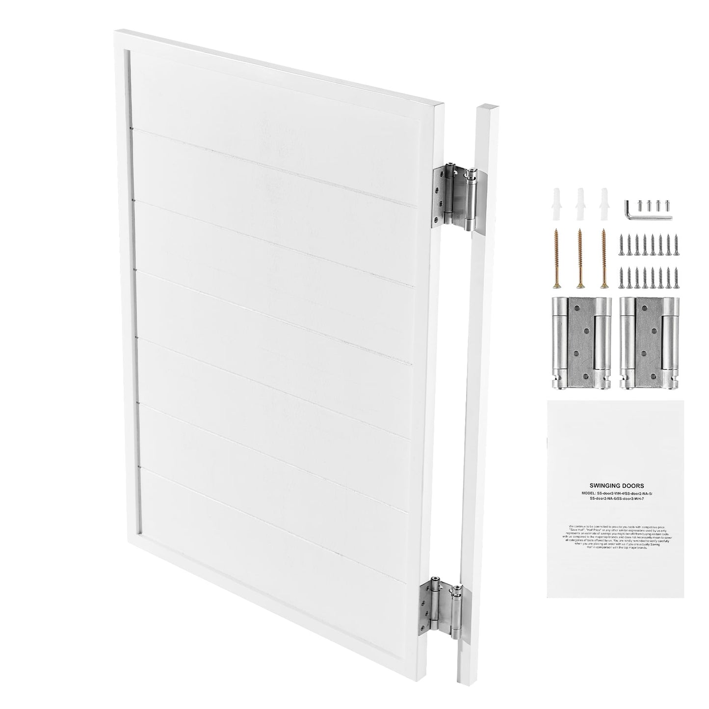 KFFKFF Saloon Doors SS-door1-WH-3 Swinging Cafe Interior Doors 31.7 × 1.1 × 41.7 inches Pine Wood White, 1 set