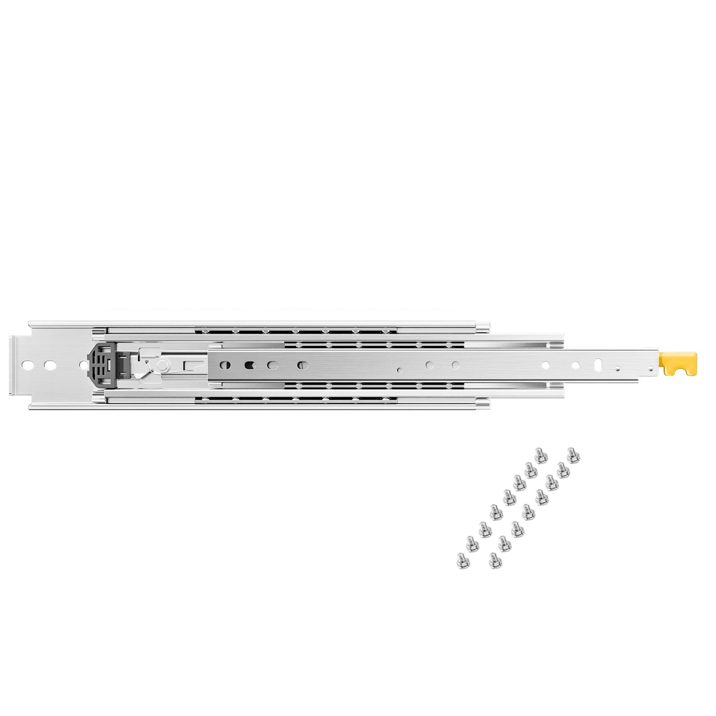 KFFKFF Set of Two Drawer Slides, Available in Sizes from 16 to 60 Inches, Supports Up to 500 lbs, Features Locking Mechanism and Ball Bearing Side Mount