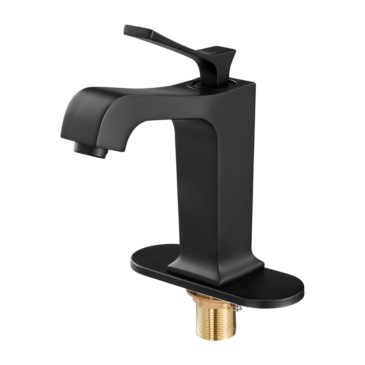 KFFKFF Single Handle Sink Faucet, Matte Black Finish, Kitchen and Bathroom Faucet with Push-Button Drain, Ideal for RVs, Bars, Public Restrooms, and Waterfall-Style Spouts